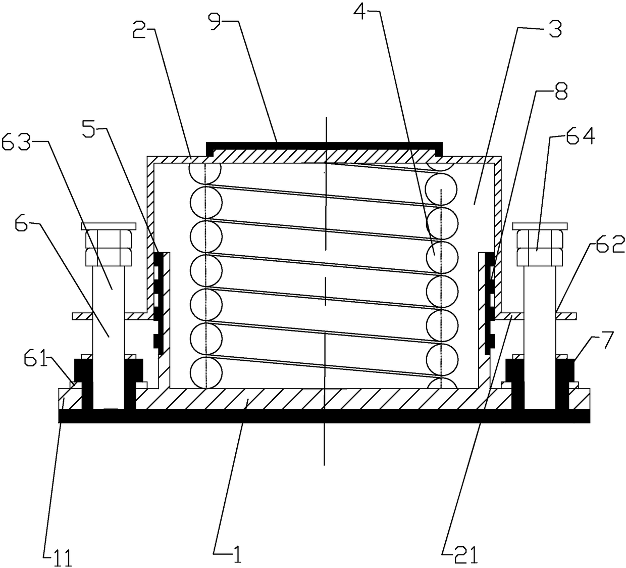 Novel equipment vertical vibration isolation bracket