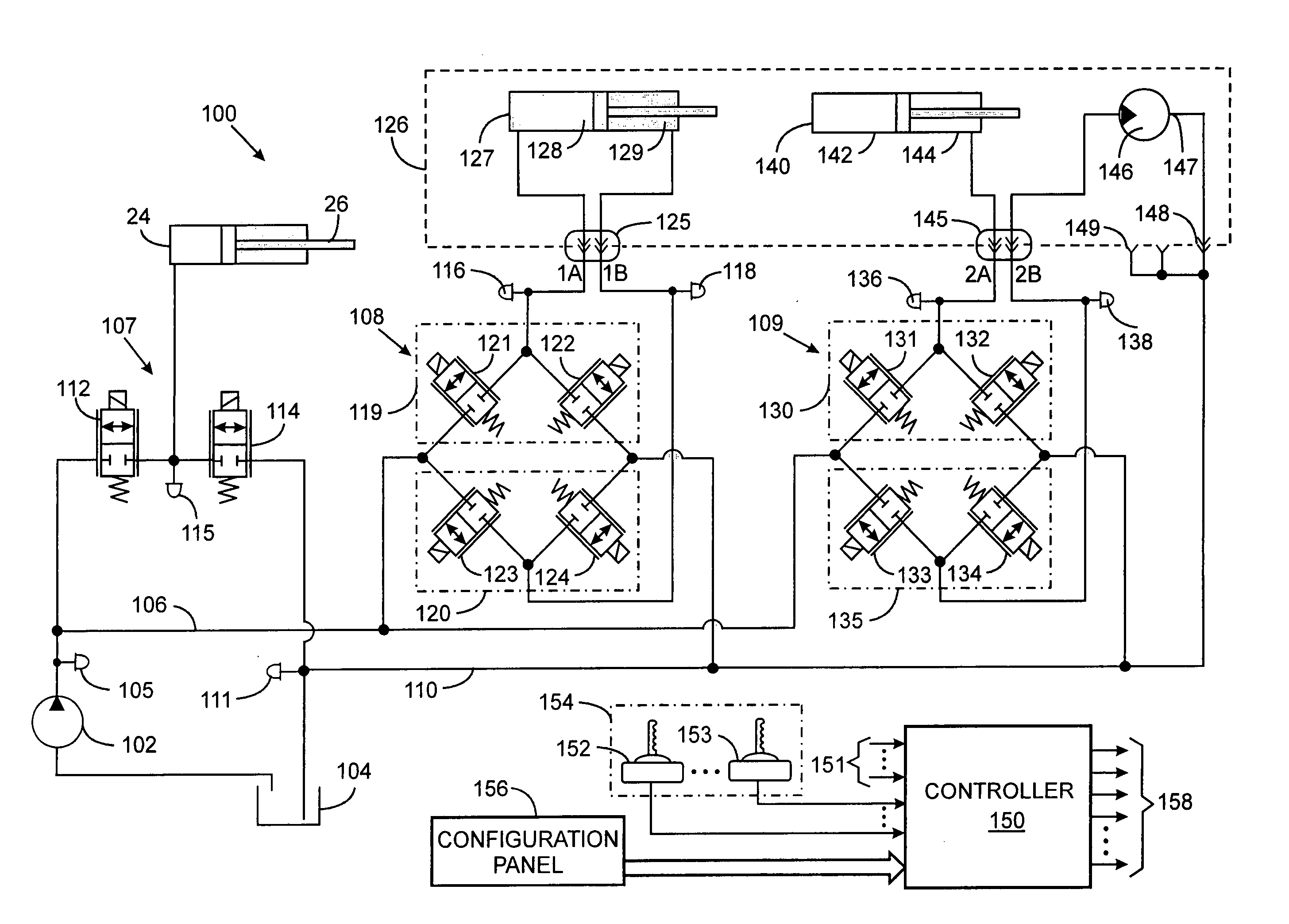 Configurable hydraulic system for agricultural tractor and implement combination