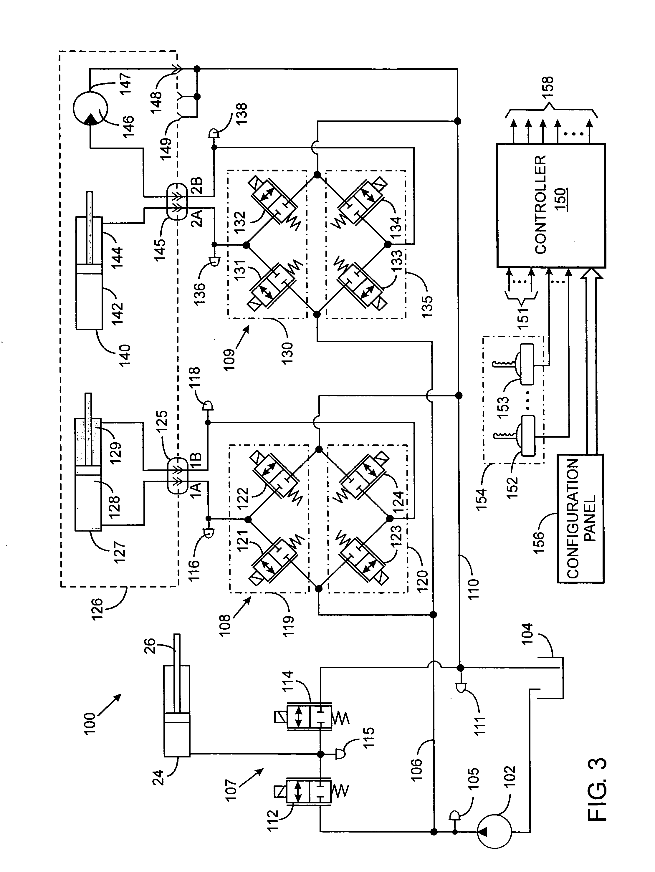 Configurable hydraulic system for agricultural tractor and implement combination