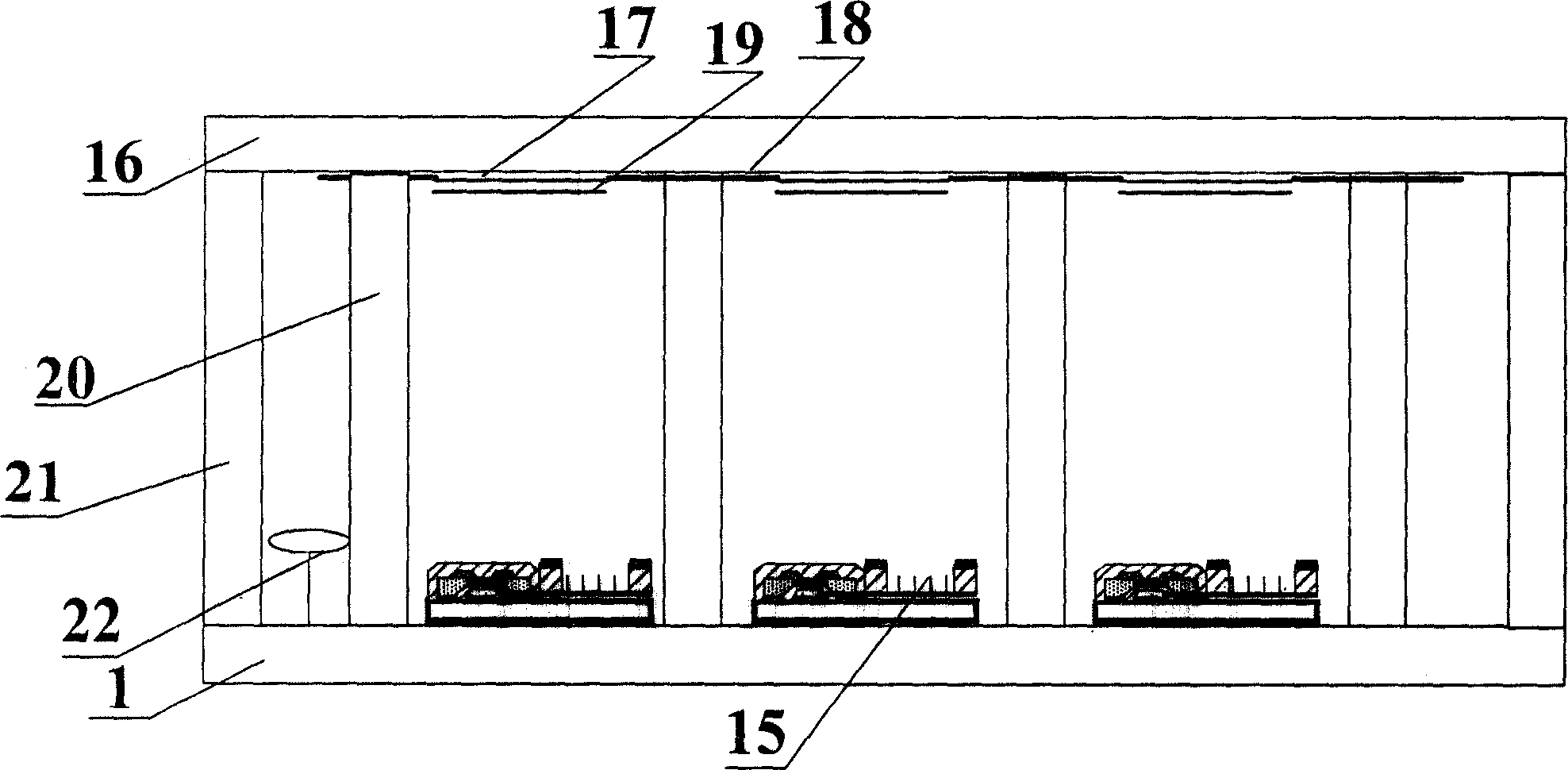 Reversal coplanar type ballast structural panel display device and its production technique