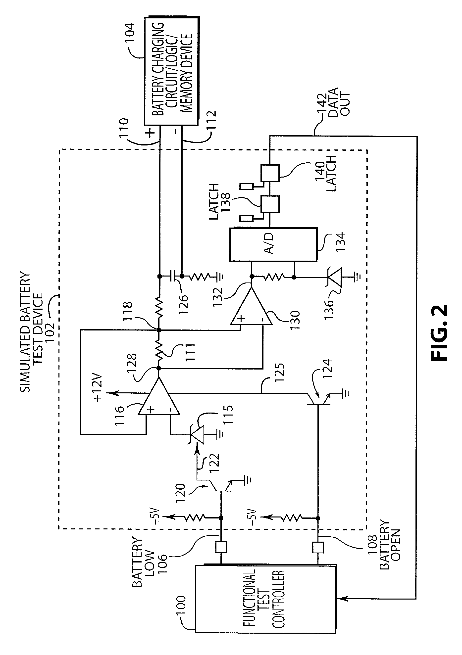 Simulated battery logic testing device