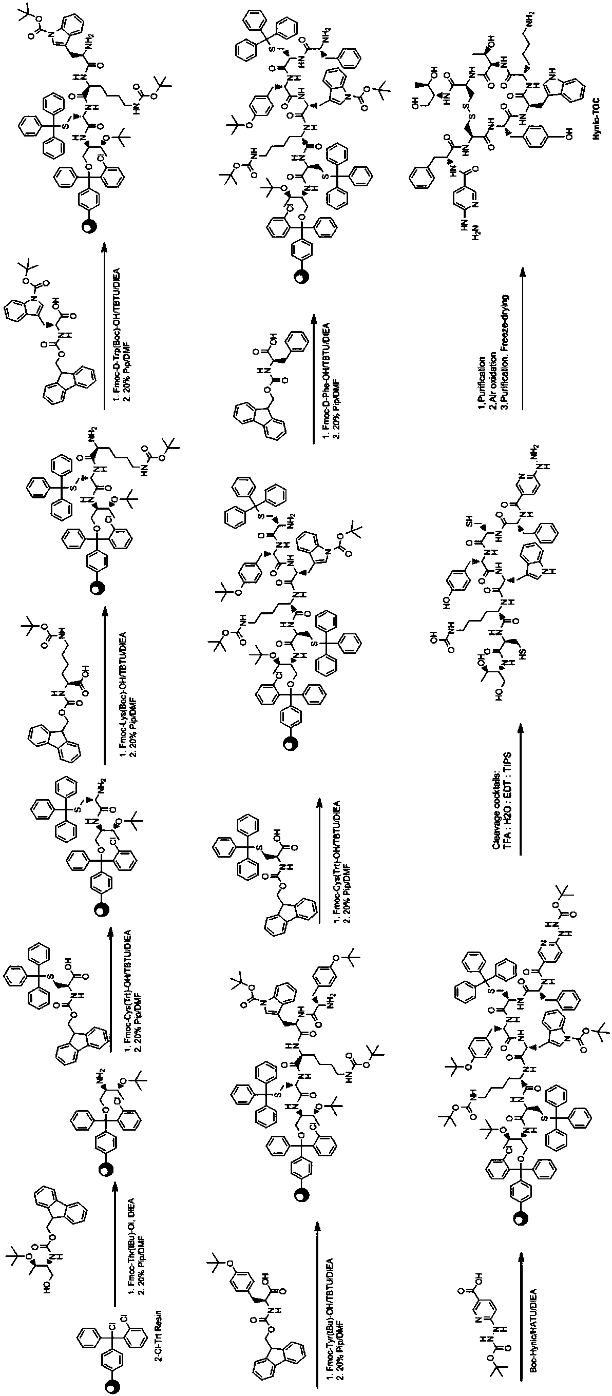 Somatostatin analogue for detecting cancers as well as preparation method and application thereof