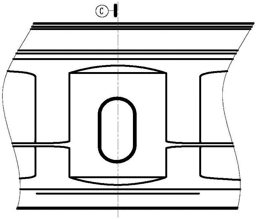 Primary machining method for baseline of bearing frame casting piece of oblique support plate