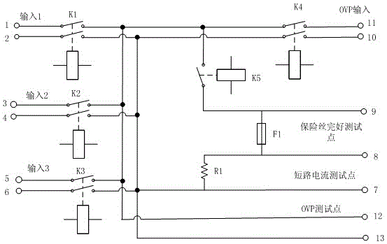 Expanded OVP and short circuit test circuit and test method