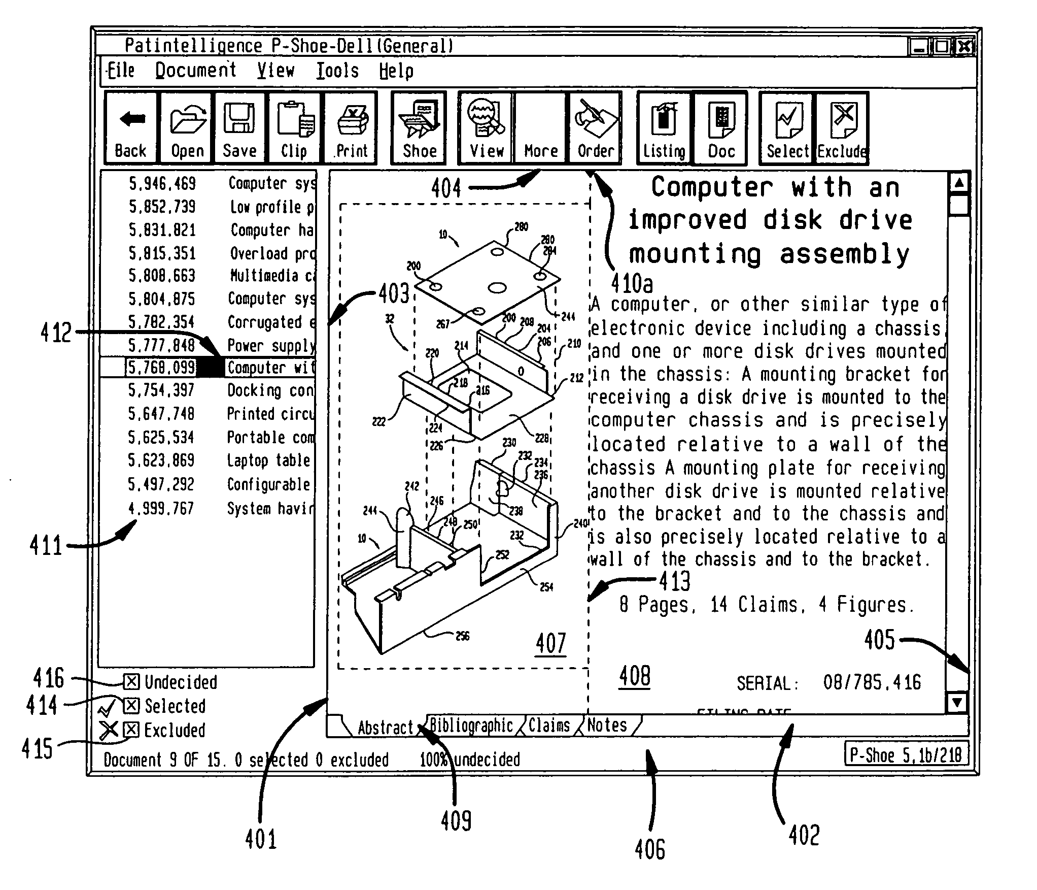 Enhanced human computer user interface system for searching and browsing documents