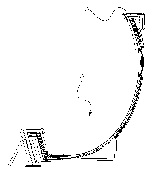 Cornice formwork support device, support and dismantling method on race track