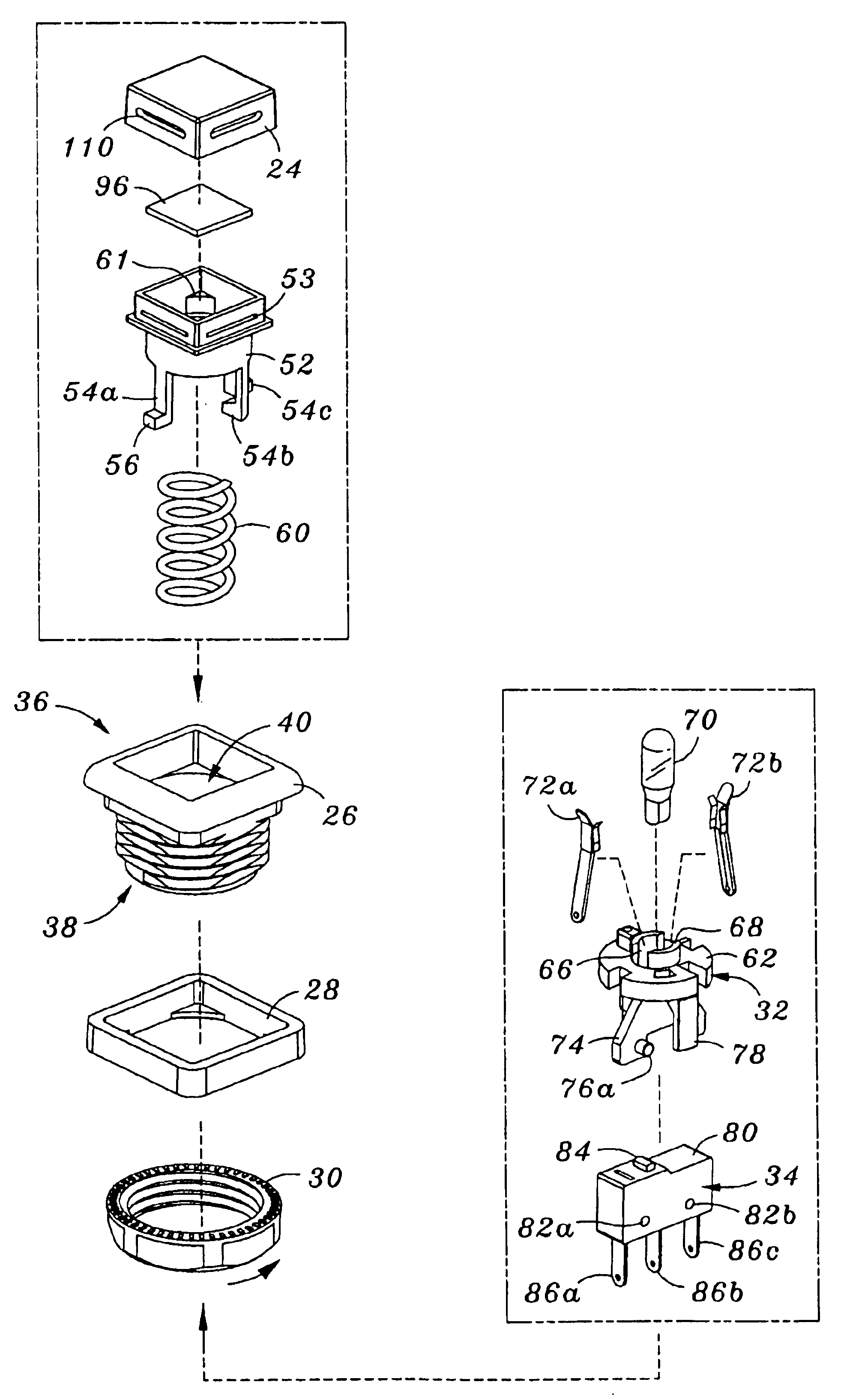 Method and apparatus for removing and replacing bulb of push-button type electrical switch