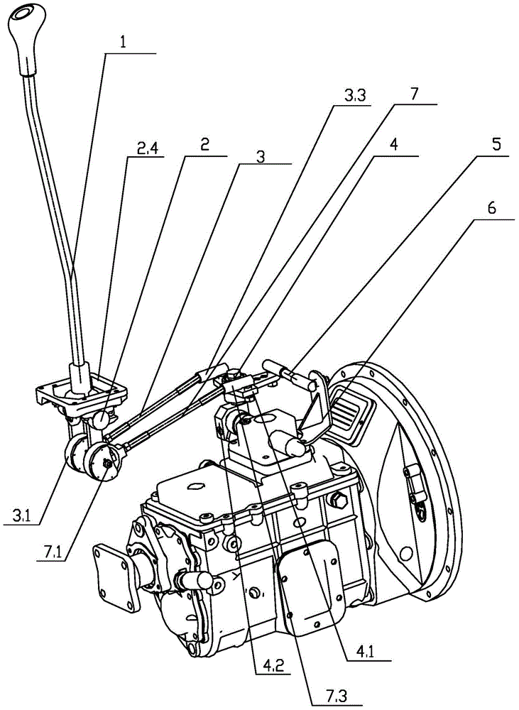 Gear dropping and skipping prevention single pole shifting rigid operating mechanism