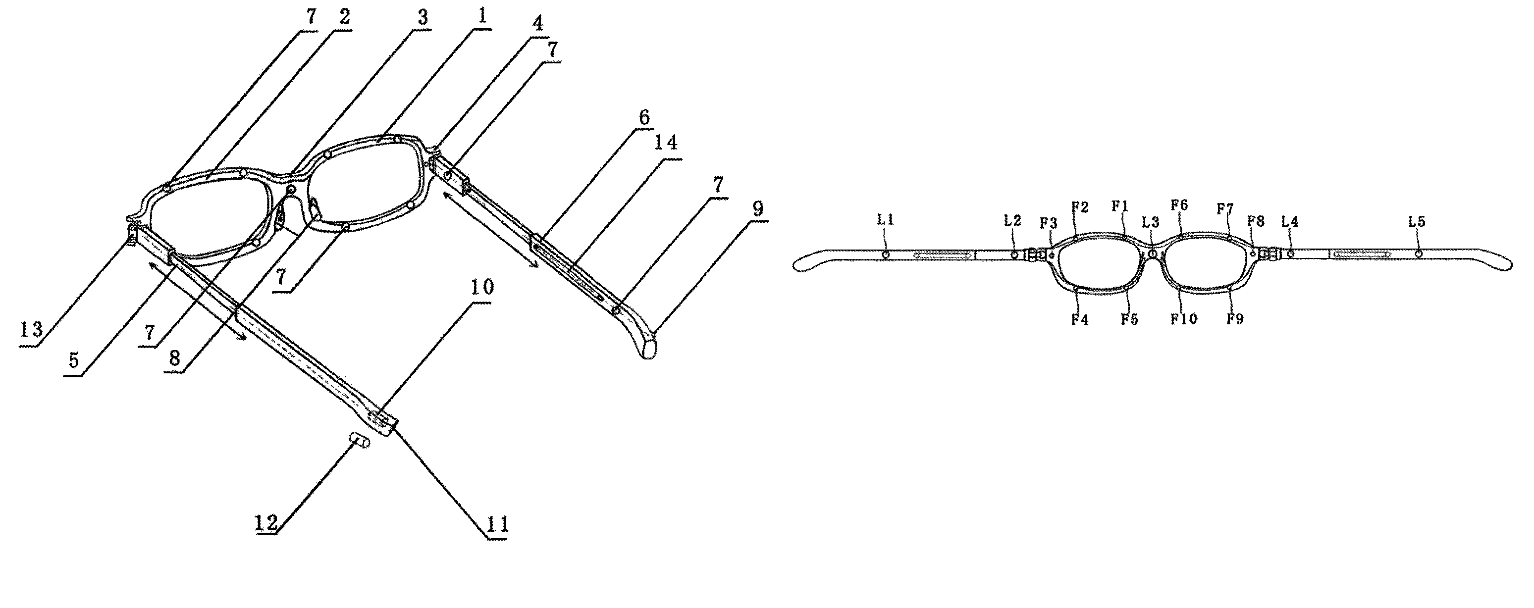 Spectacle frame with vision training function