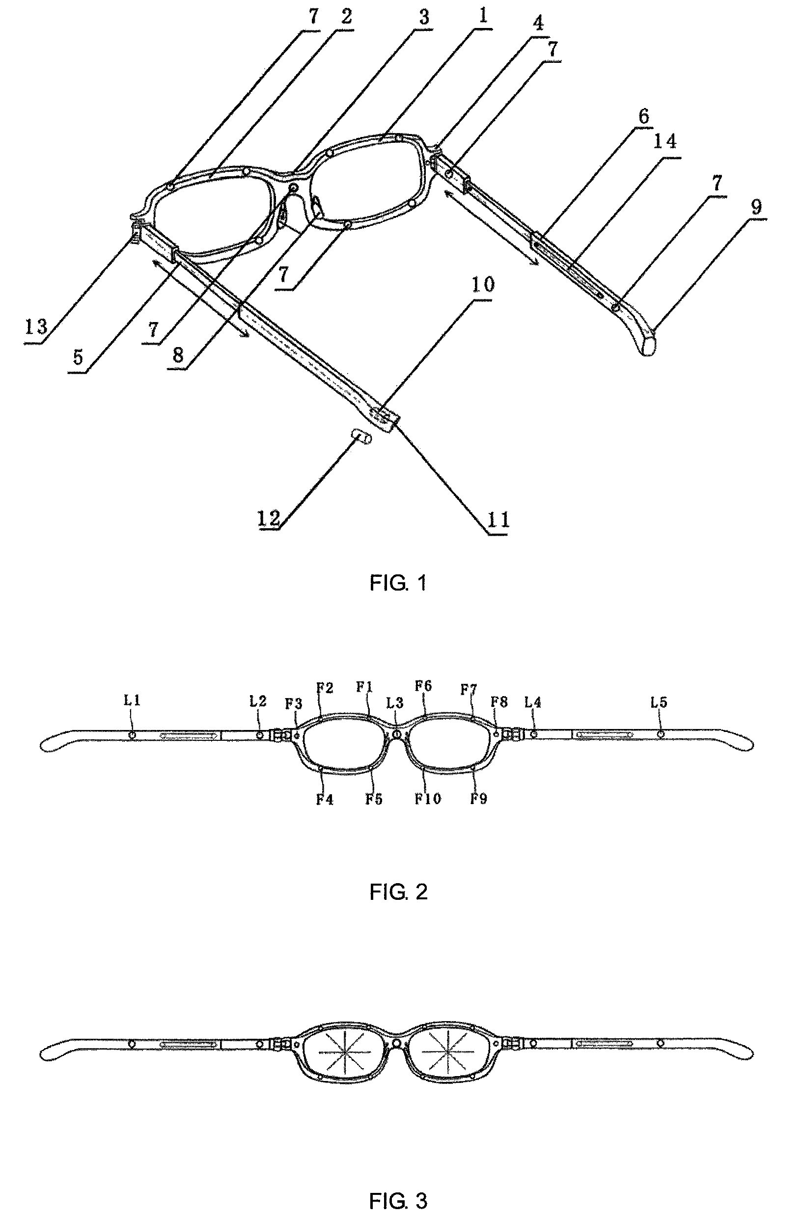 Spectacle frame with vision training function