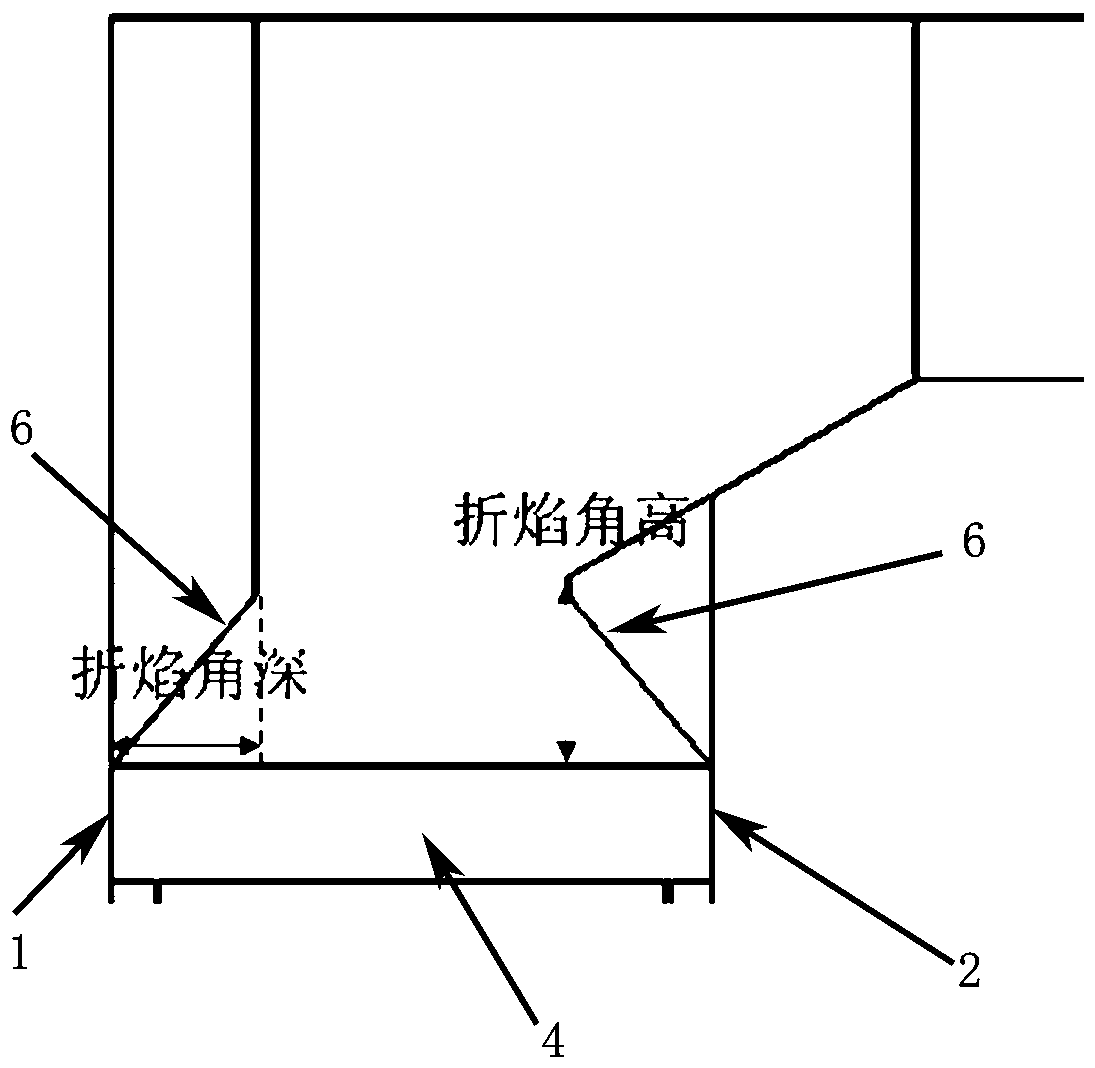 Asymmetric furnace arch structure capable of reducing boiler flue gas temperature difference