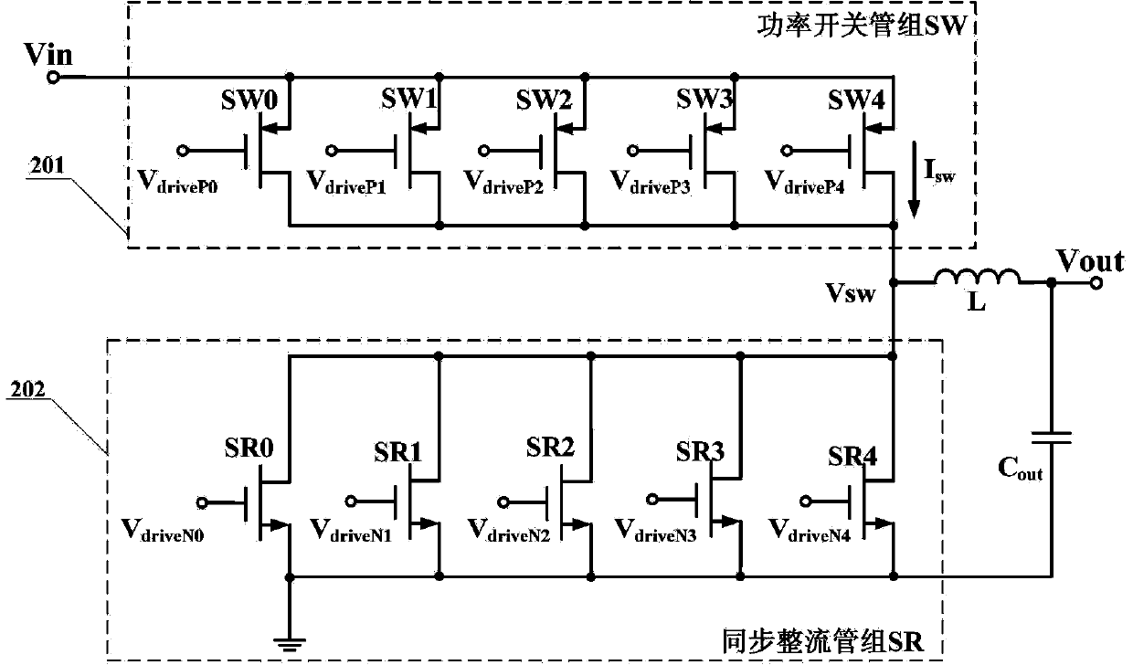 Efficient step-down DC-DC (Direct Current-Direct Current) converter