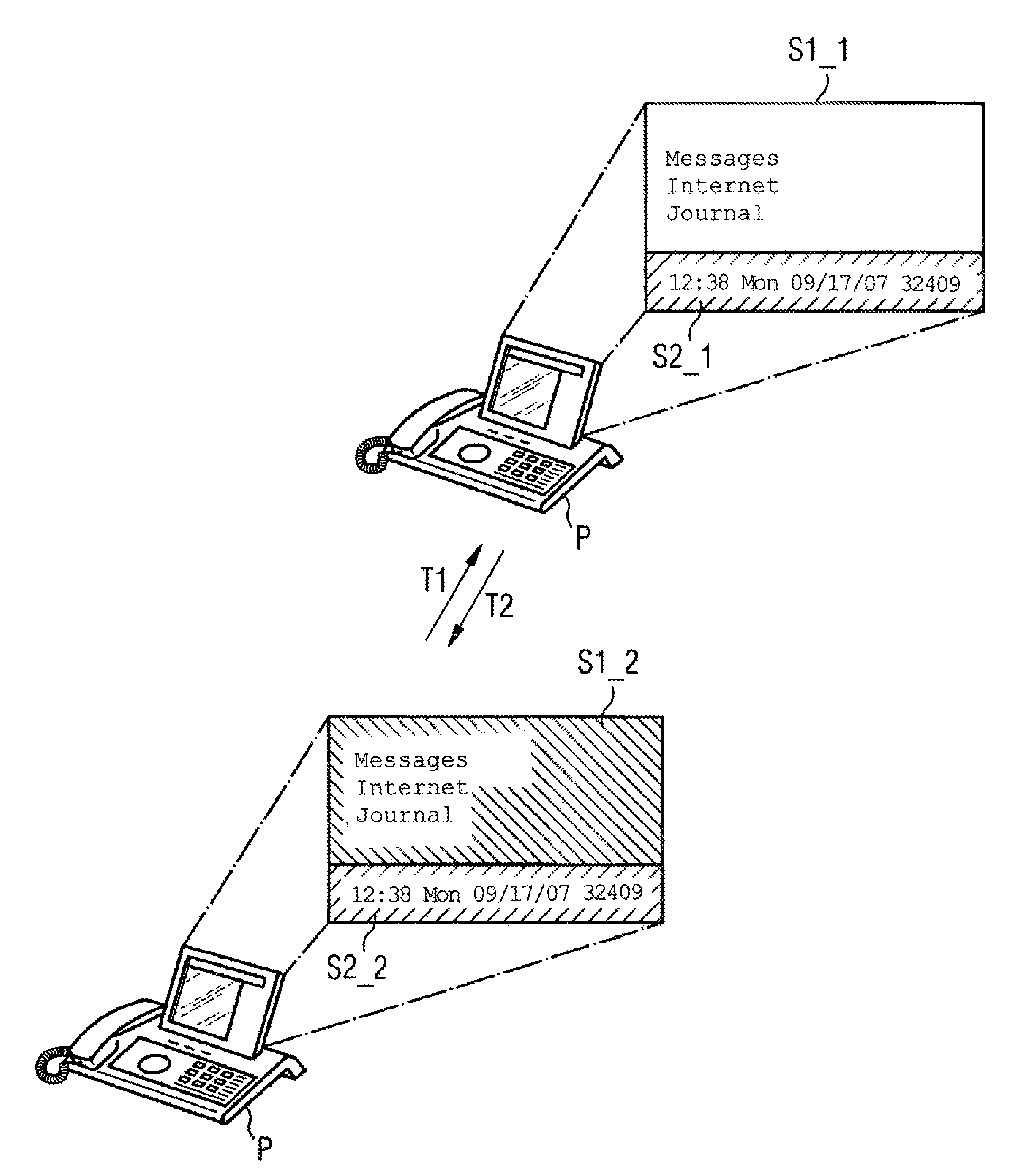 Method and arrangement for the imaging representation of information, particularly for use with communication terminals