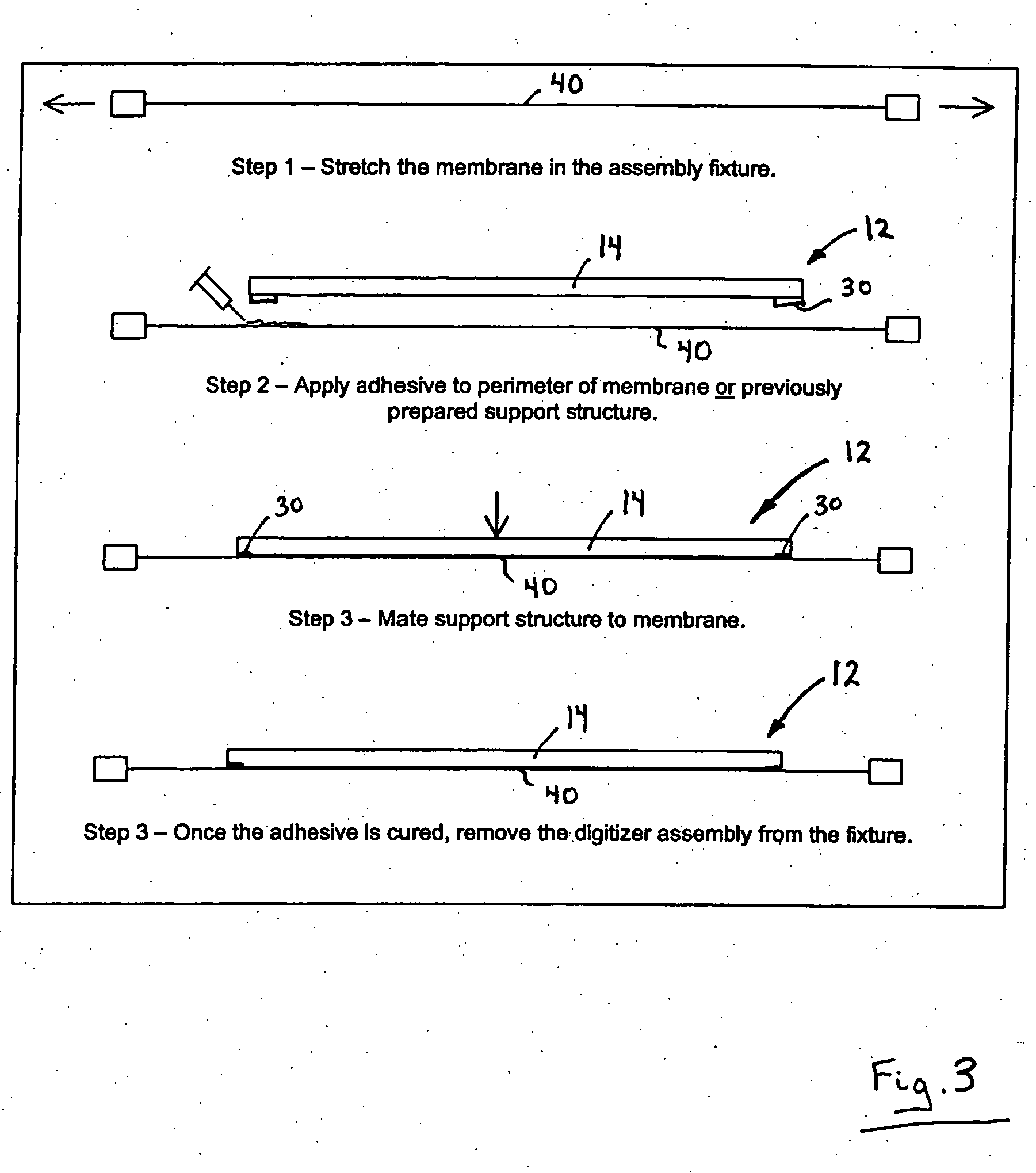 Tensioned touch panel and method of making same