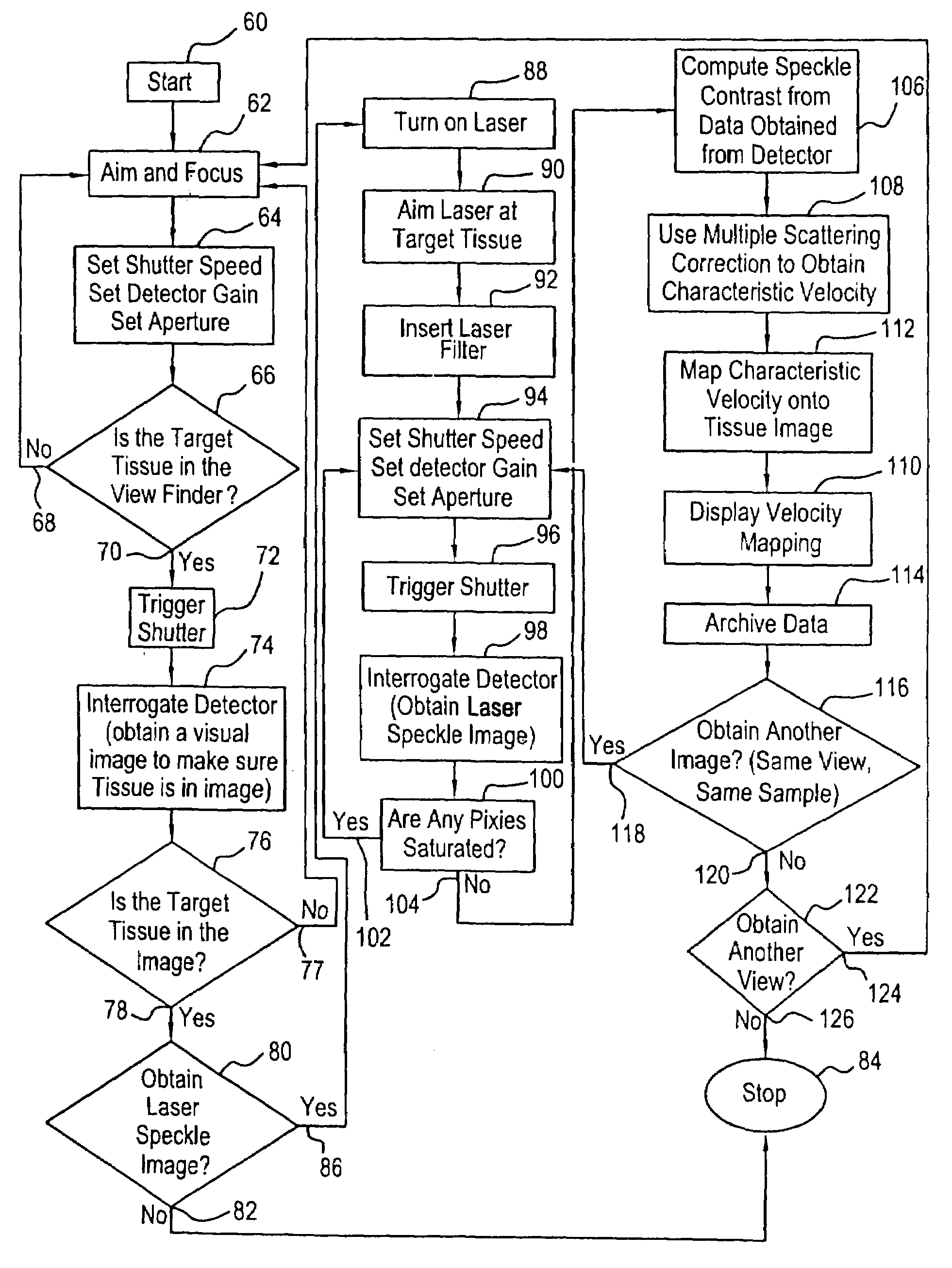 Optical imaging of blood circulation velocities