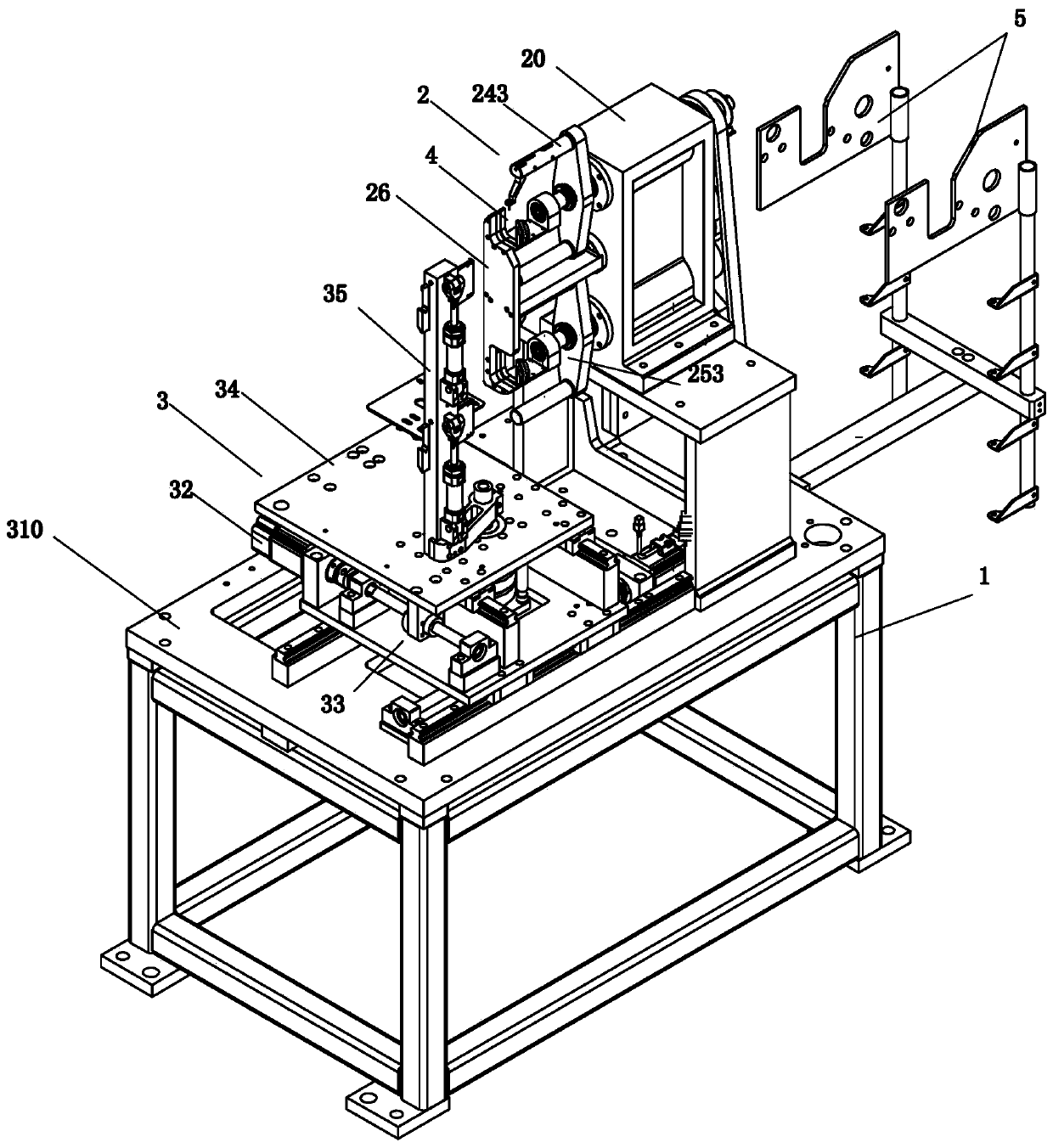 Stator fixture mechanism for half-iron-core stator pin-type winding machine