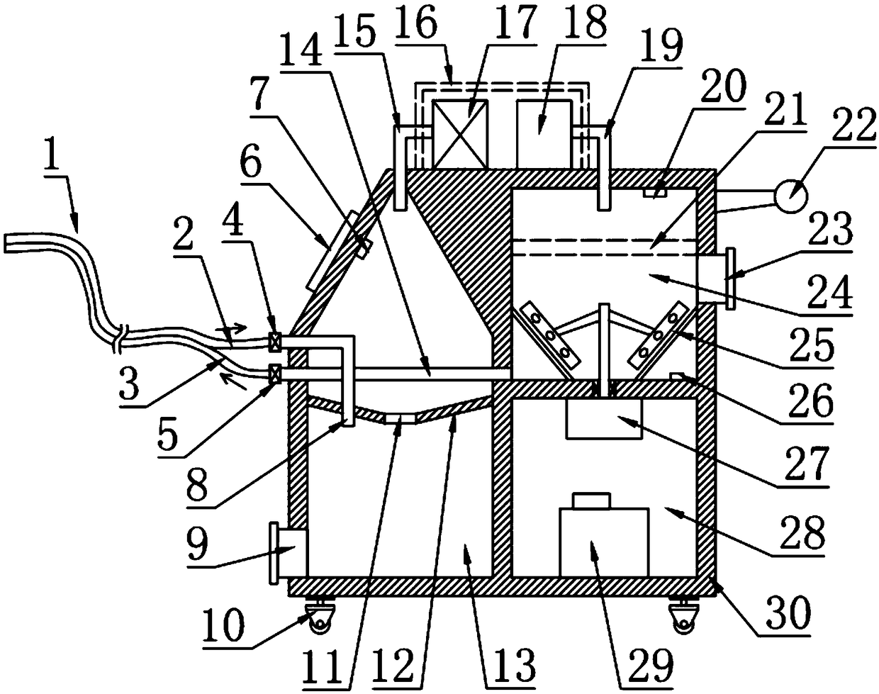 Pressure reduction irrigation device for medical gastrointestinal surgery care