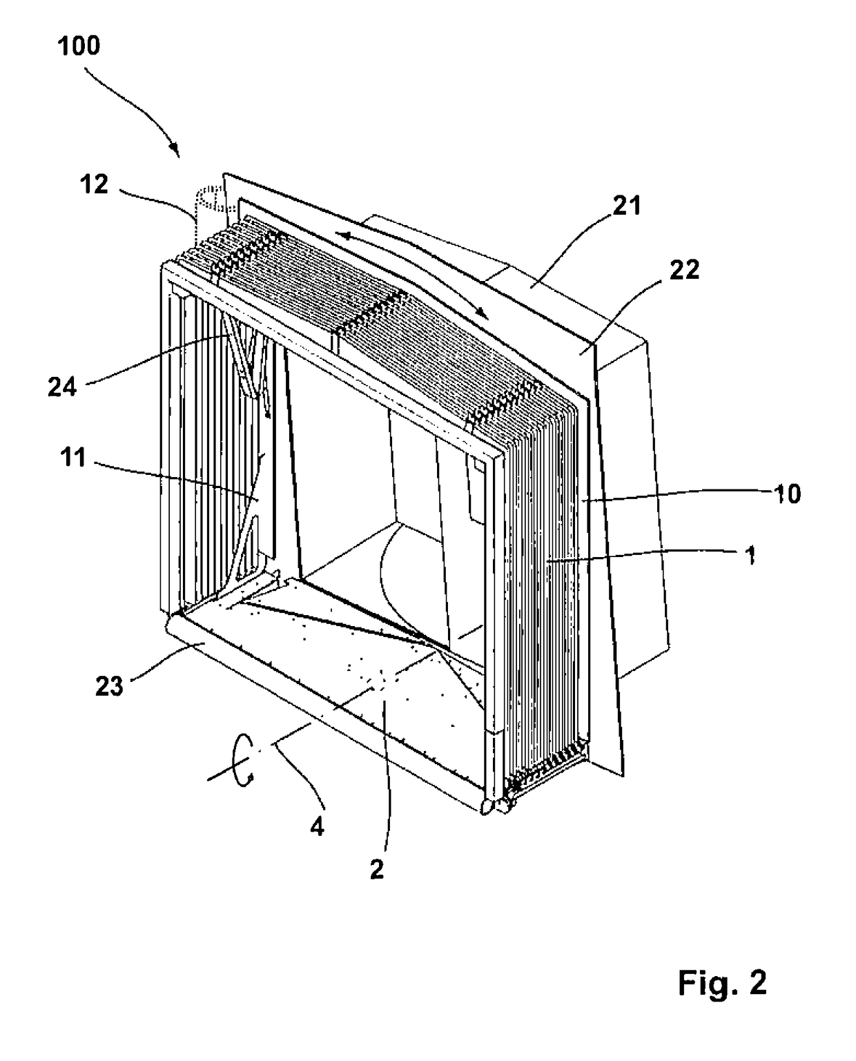 Coupling module for forming an interface between the cabin of a passenger bridge and an airplane