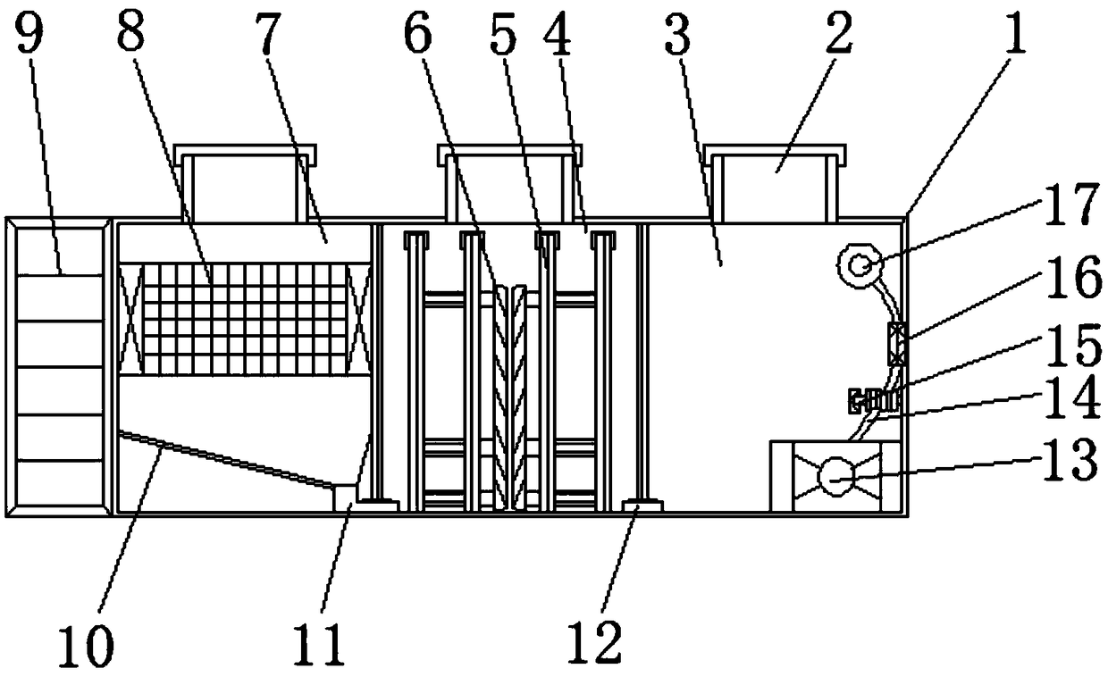 Odorless buried wastewater discharge device for battery automatic production