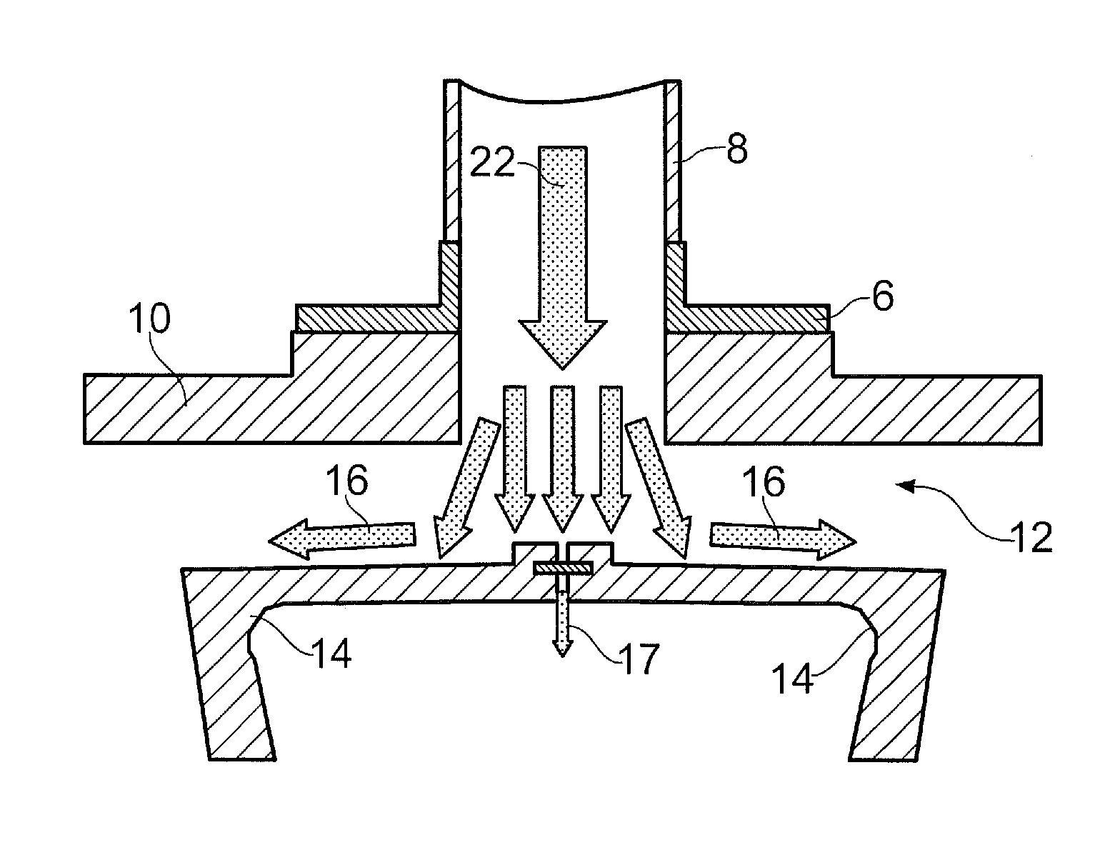 Distributor device for cooling air within an engine