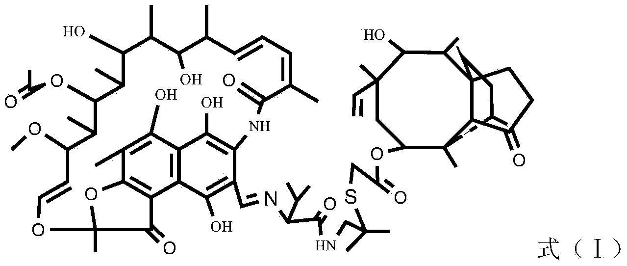 Rifamycin and valnemulin hybrid antibiotic and preparation method thereof