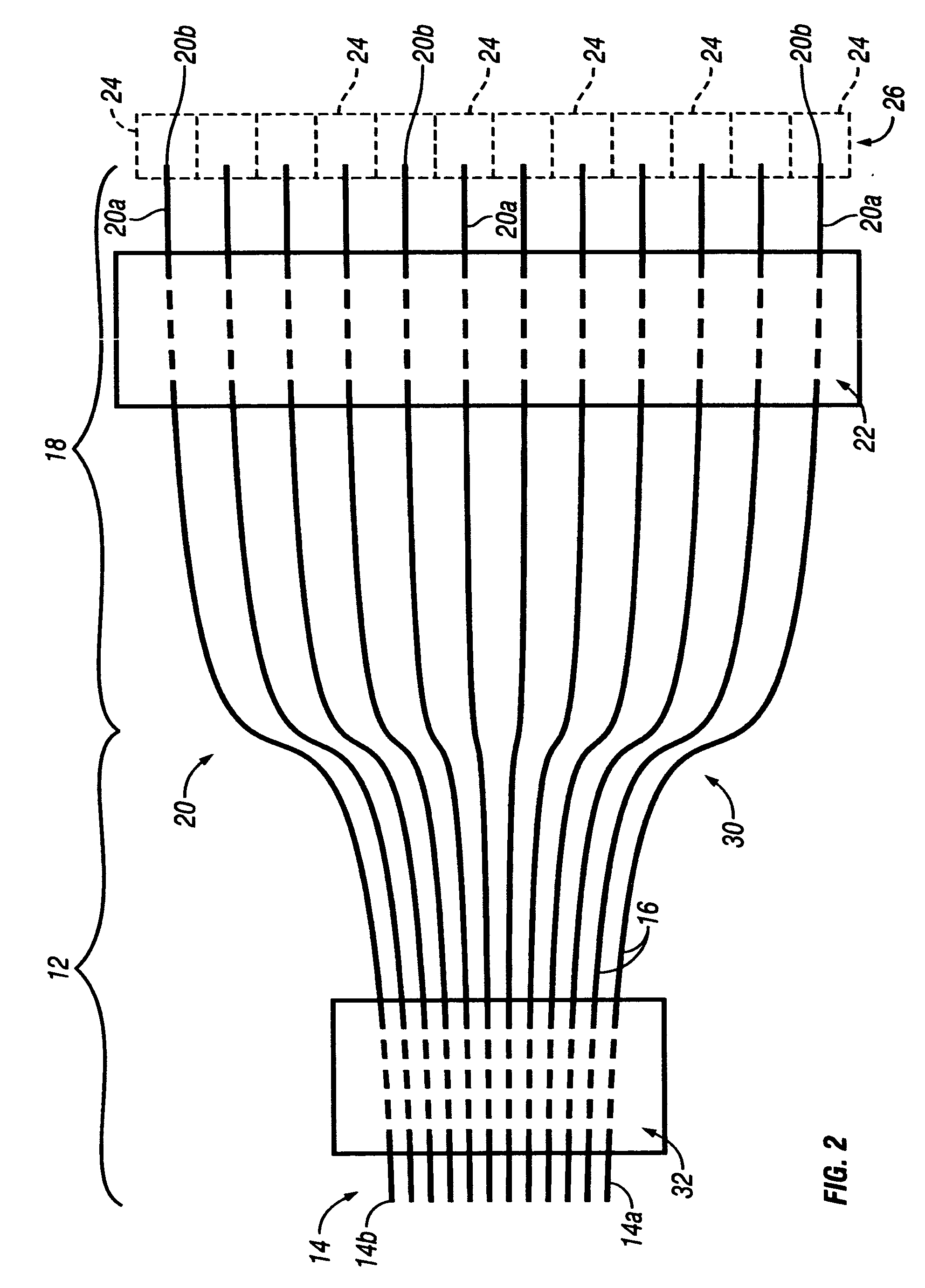 Parallel fiber-fan-out optical interconnect for fiber optic system