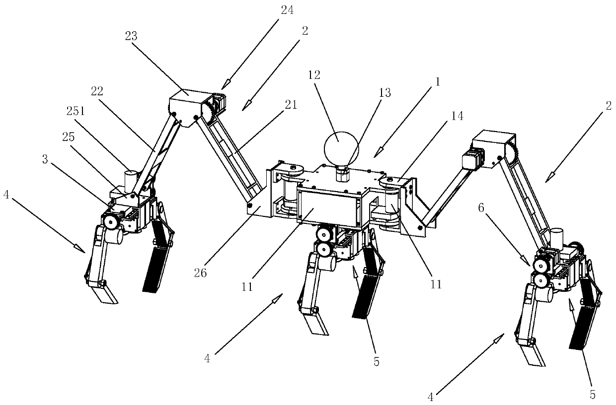 Adsorption type obstacle-crossing pole-climbing bionic robot