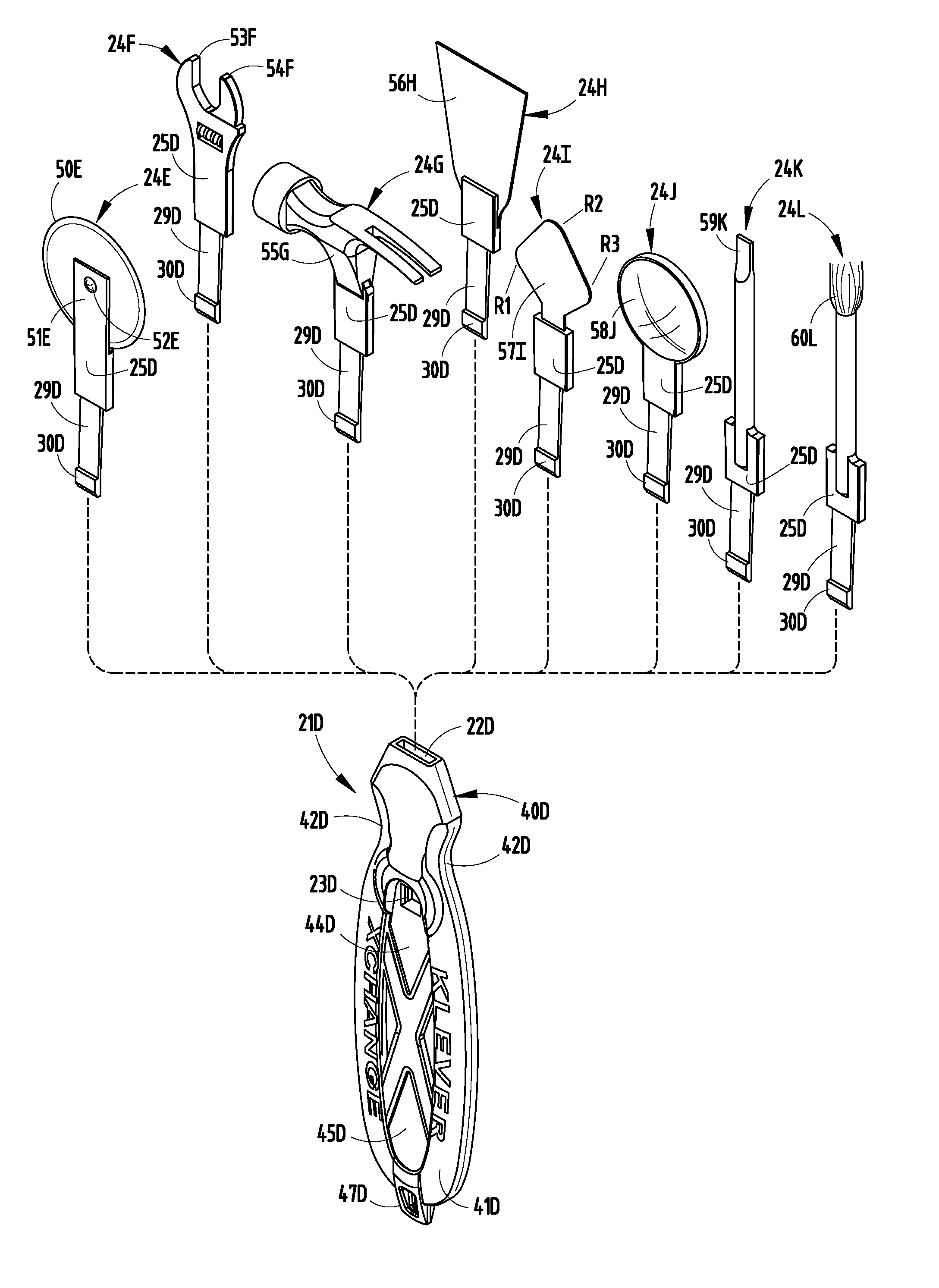 Tool with ergonomic handle and replaceable cutter head