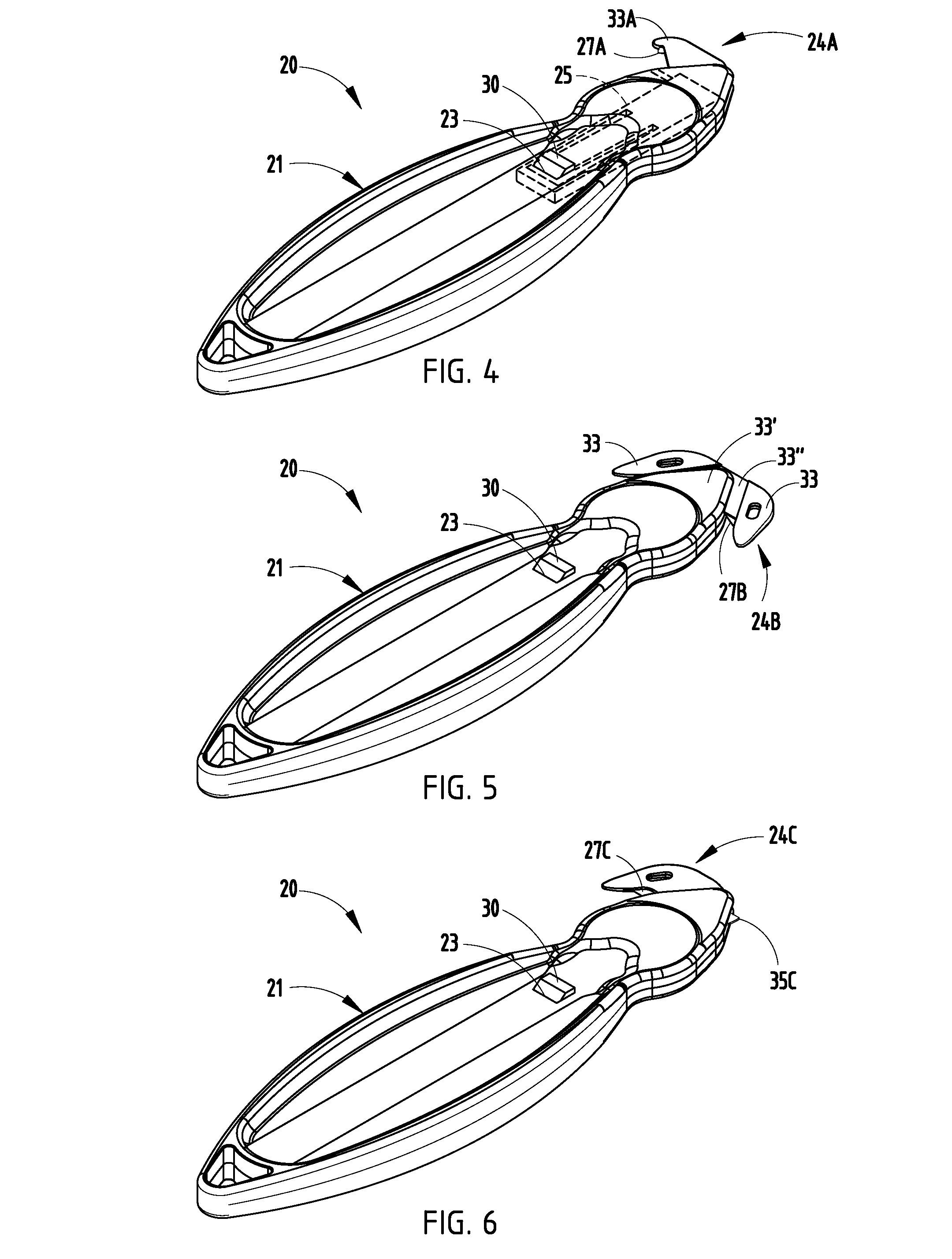 Tool with ergonomic handle and replaceable cutter head