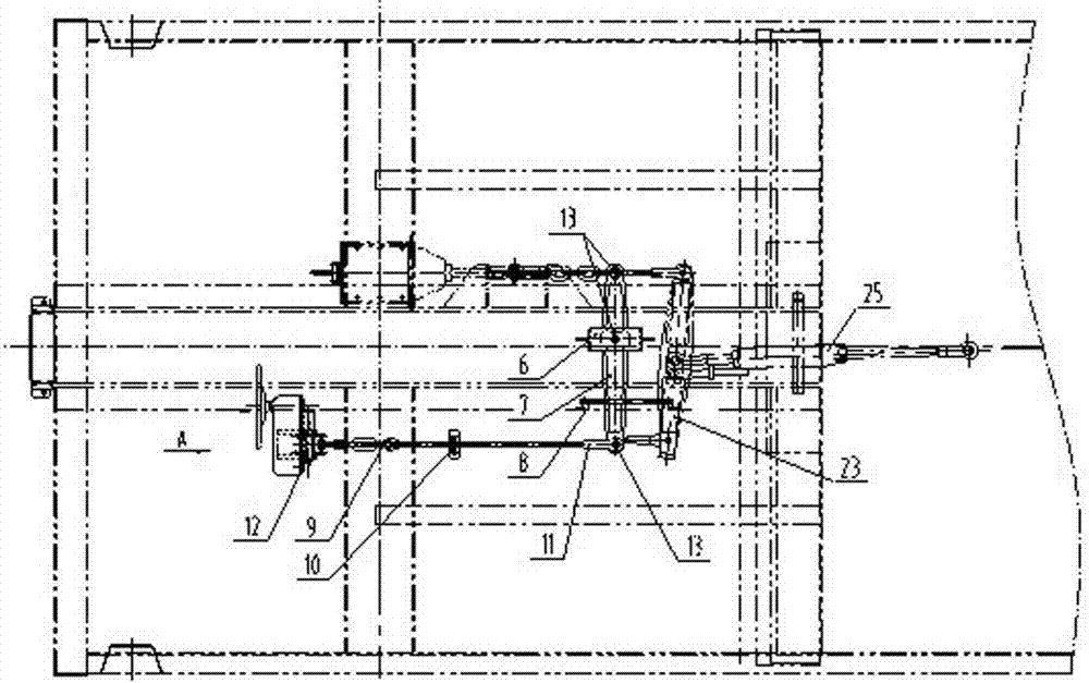 Hand braking device mounted on chassis of railway hopper wagon