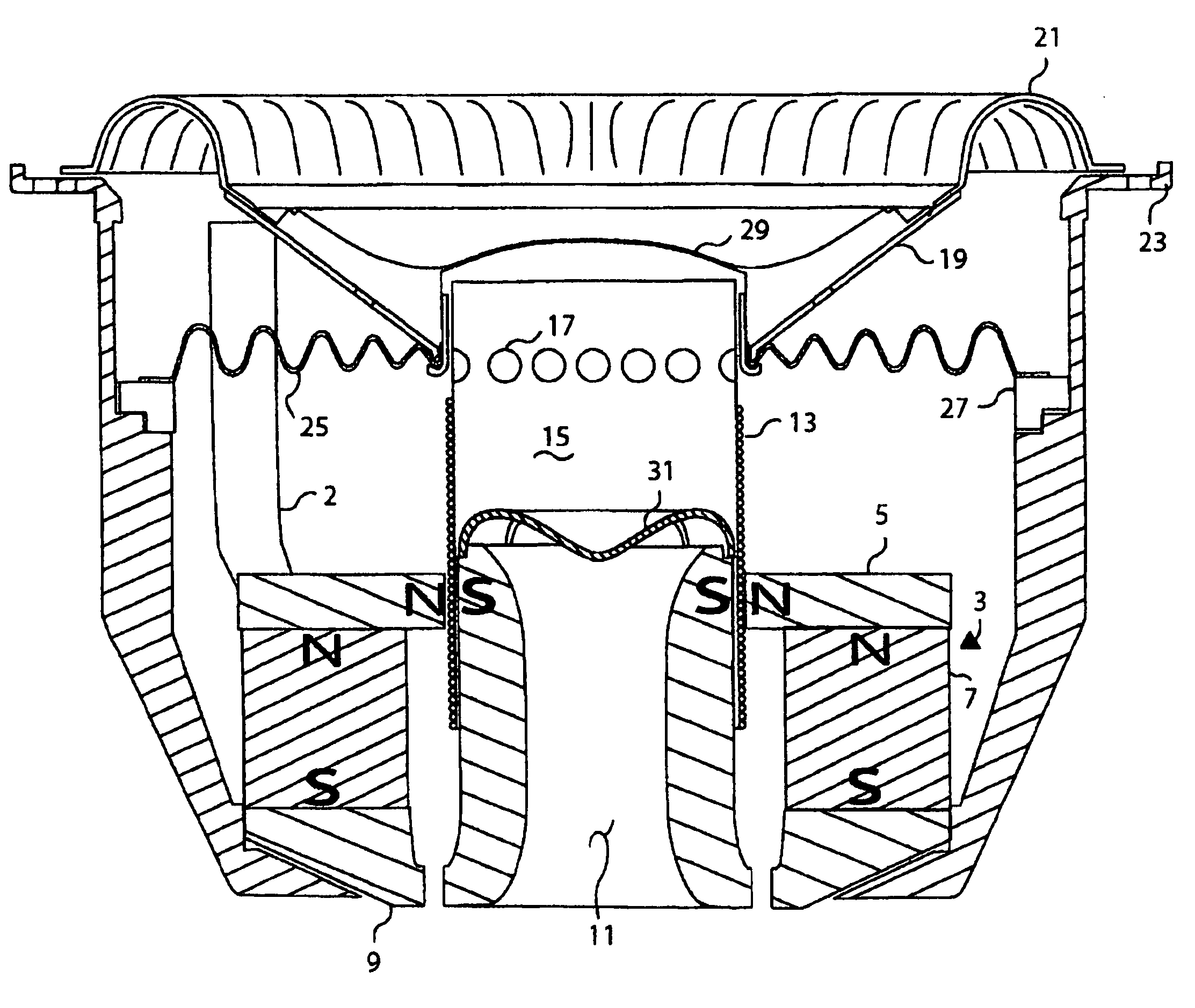 Self-cooled electro-magnetic audio transducer