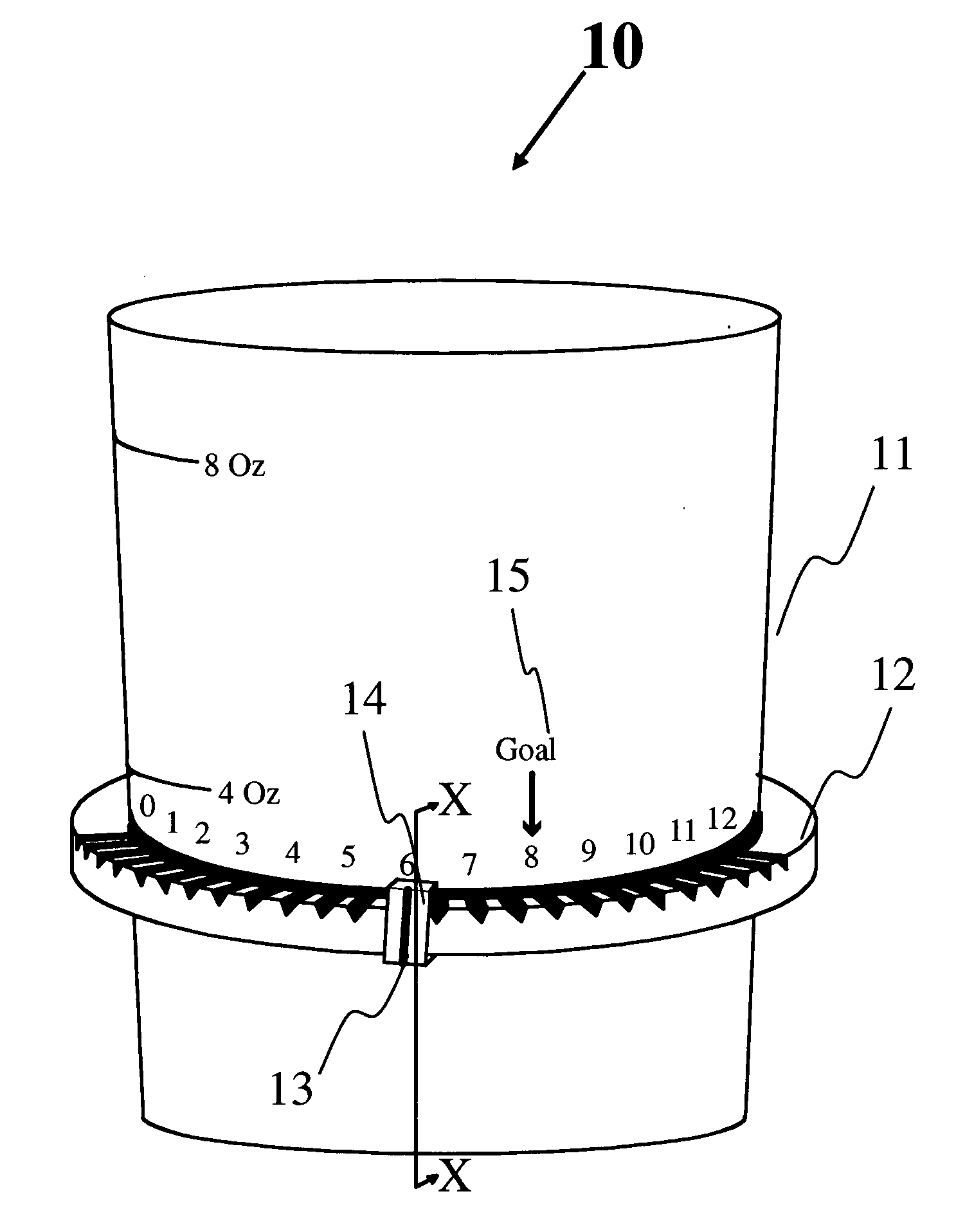 Dieter's water intake quantity tracking vessel