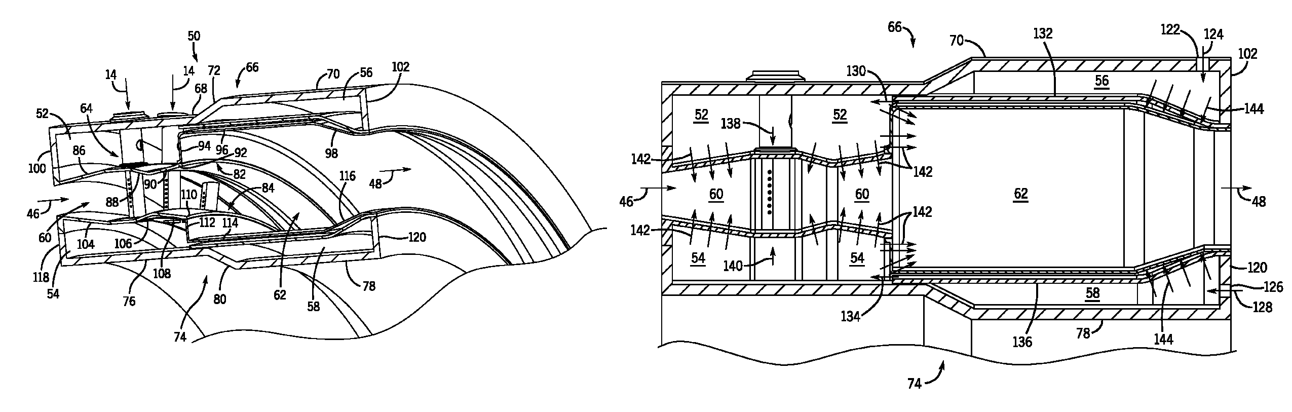 Gas turbine system having premixed injector vanes