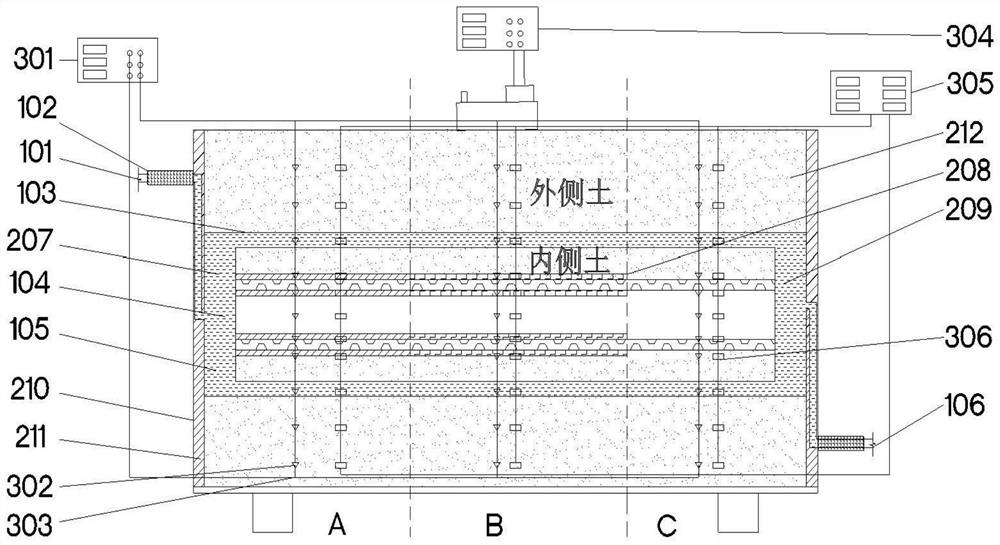 Coastal soft soil iron connection channel freezing method interface effect test simulation method