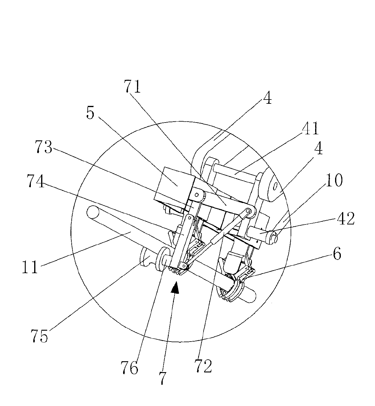 Drill rod assembling and disassembling mechanical arm of myriameter well drill