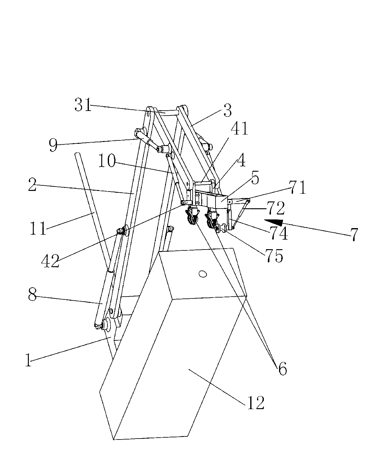 Drill rod assembling and disassembling mechanical arm of myriameter well drill