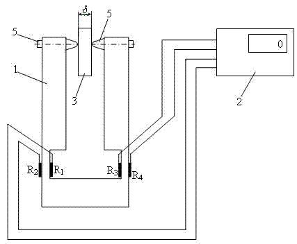 Resistance strain thickness measuring device and measurement method thereof