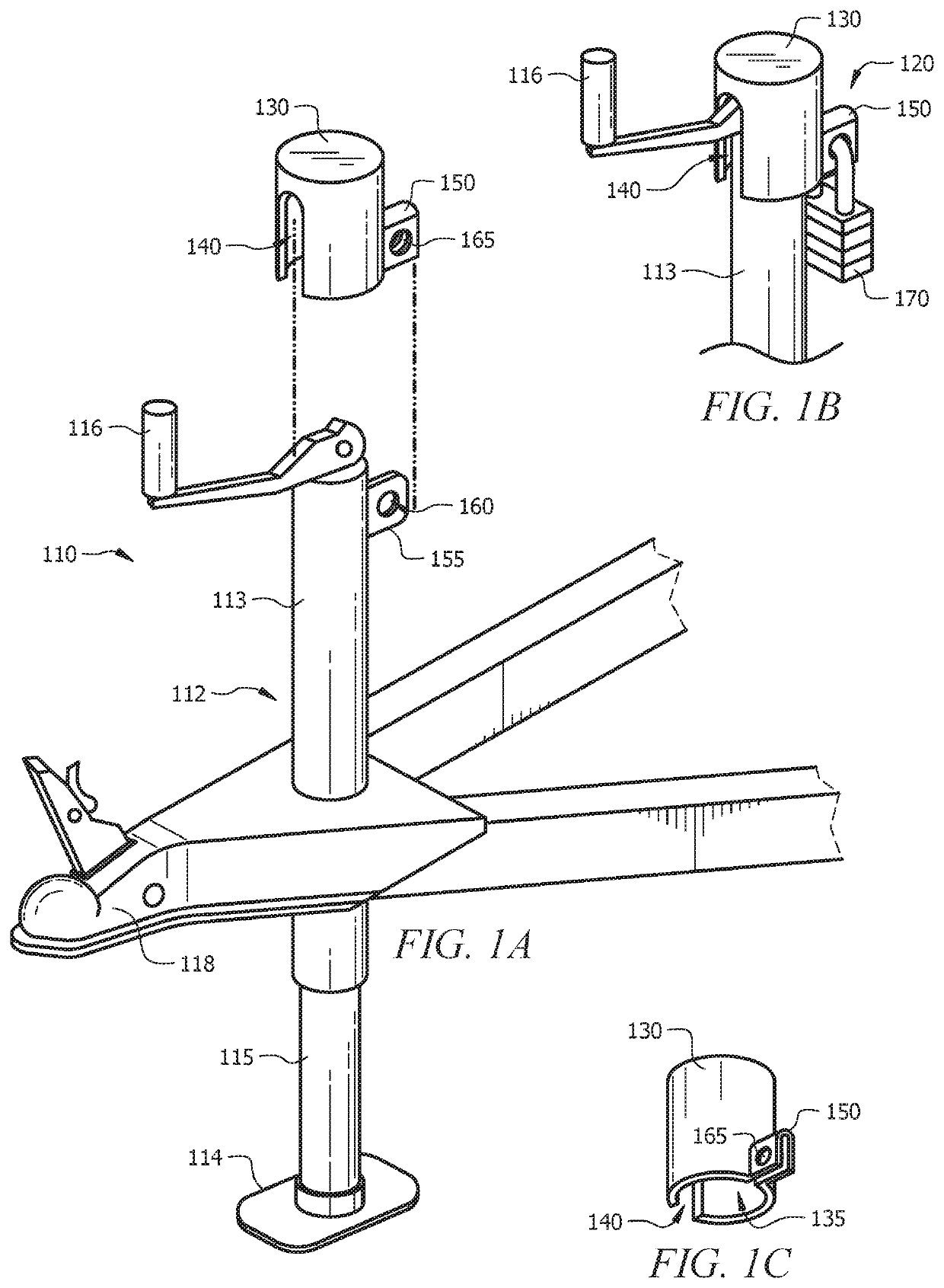 Detachable trailer jack locking assembly