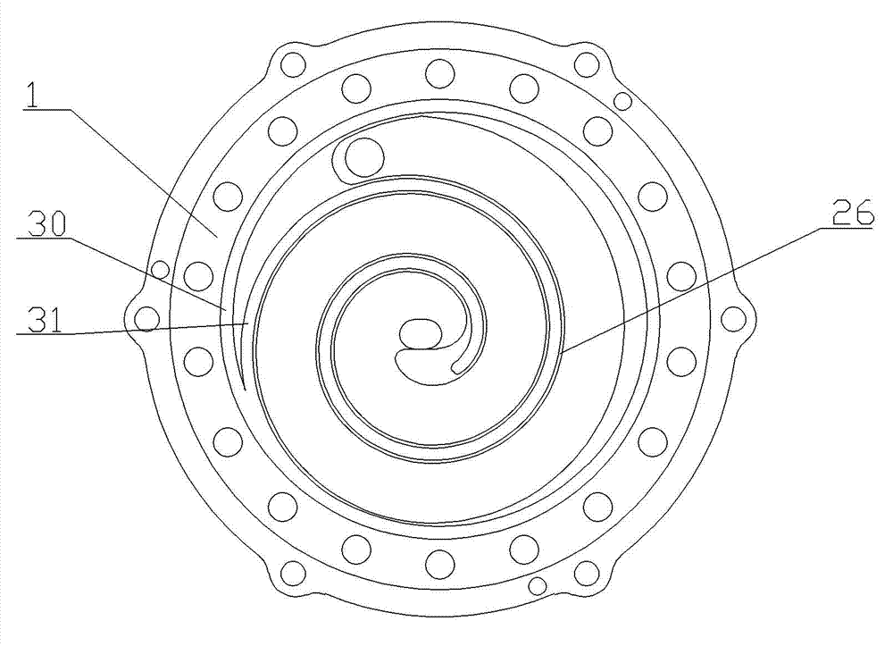 Low-compression-ratio and fully-oilless scroll air compressor assembly