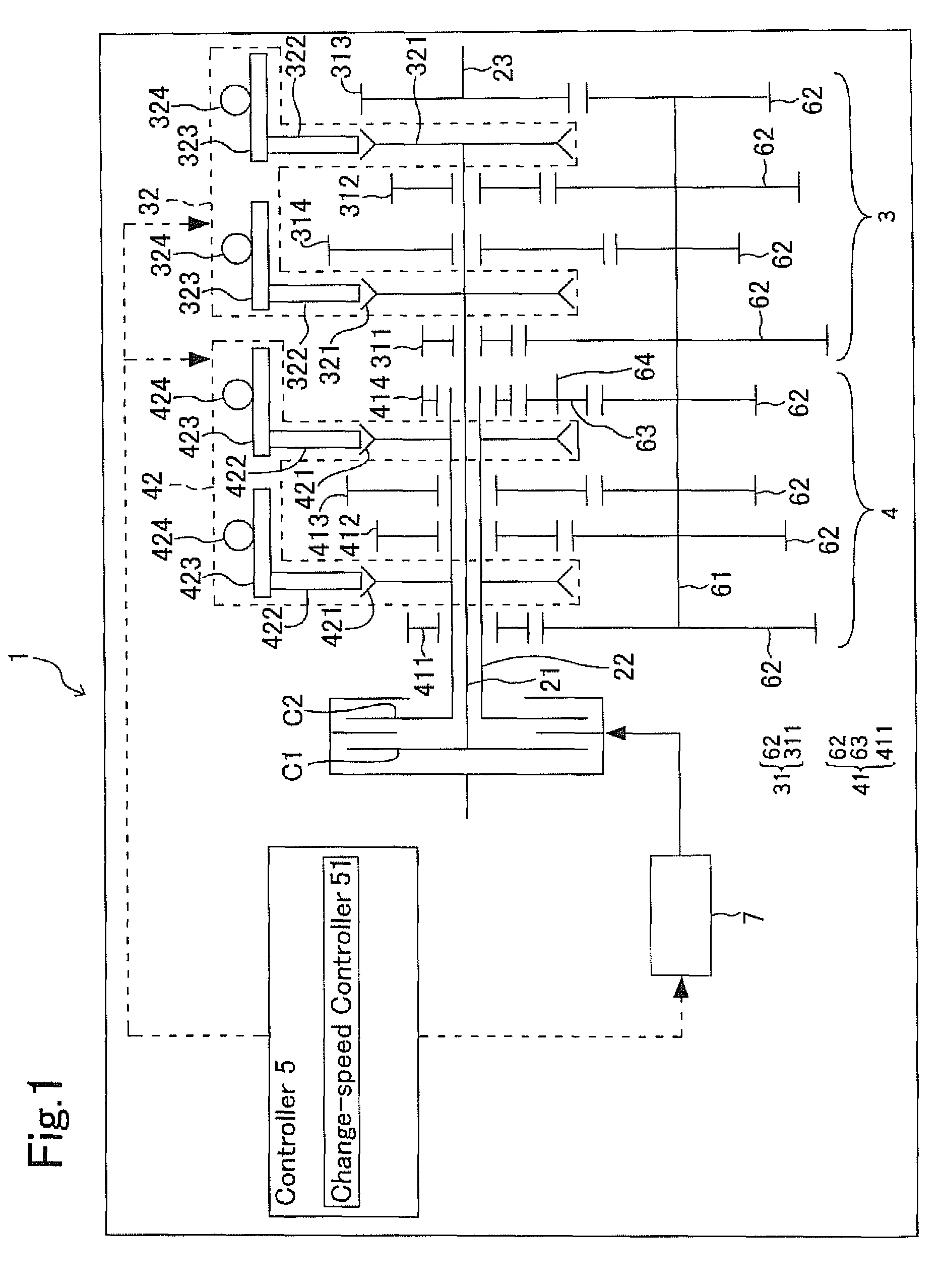 Transmission and method of shift control for transmission