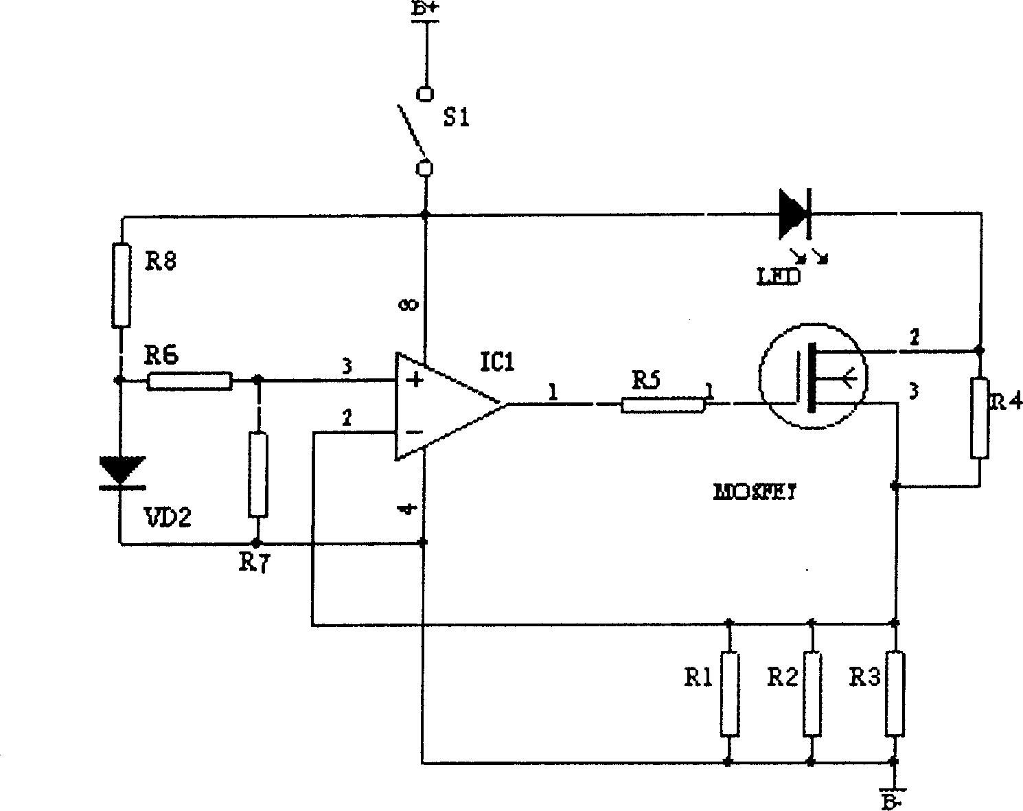 Semiconductor mining cap lamp having a charging-discharging control and protection system