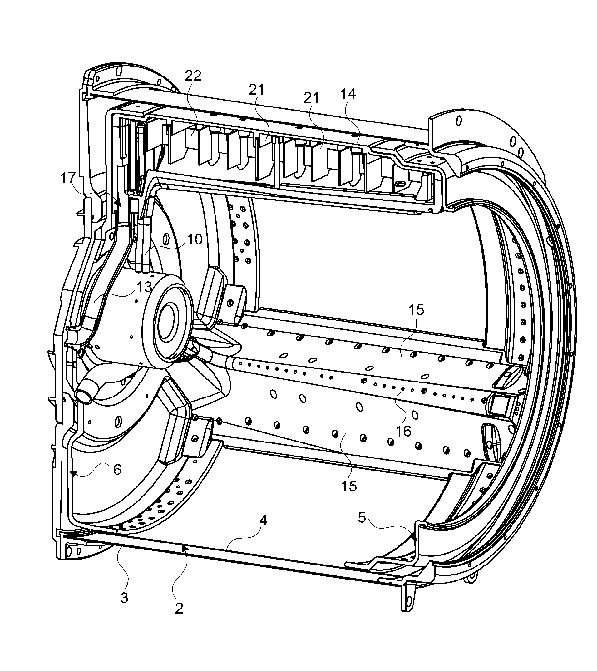 A washing machine wherein the unbalanced load is balanced