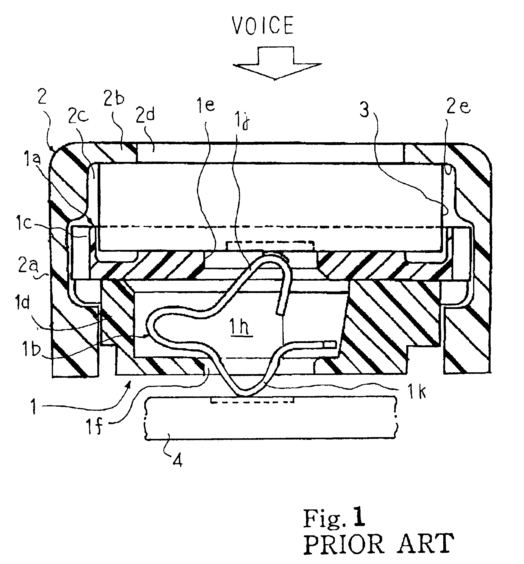 Microphone holder having connector unit molded together with conductive strips