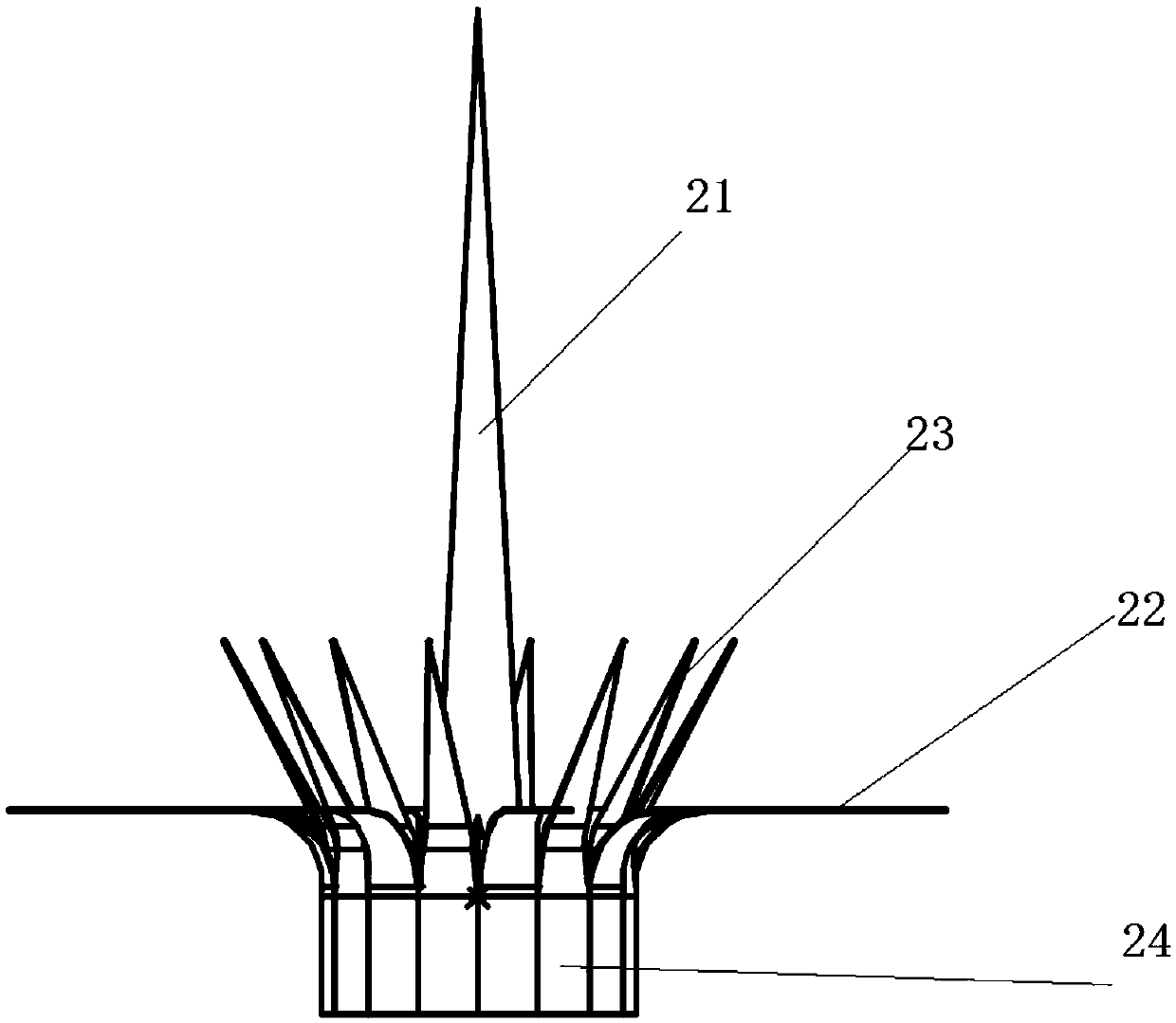 Cathode ray structure based on bionics, discharging system and method