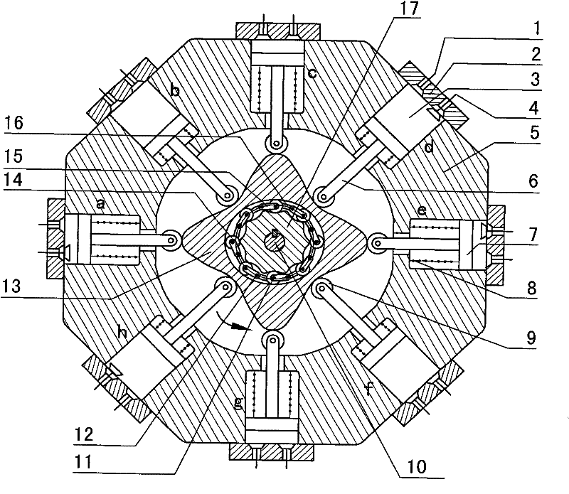 Internal dual-phase shockwave swing link transmission type internal combustion engine