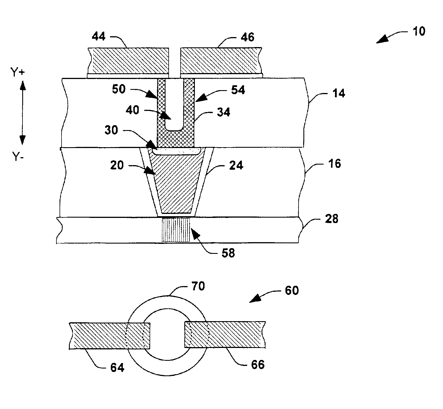 Multi-cell organic memory element and methods of operating and fabricating