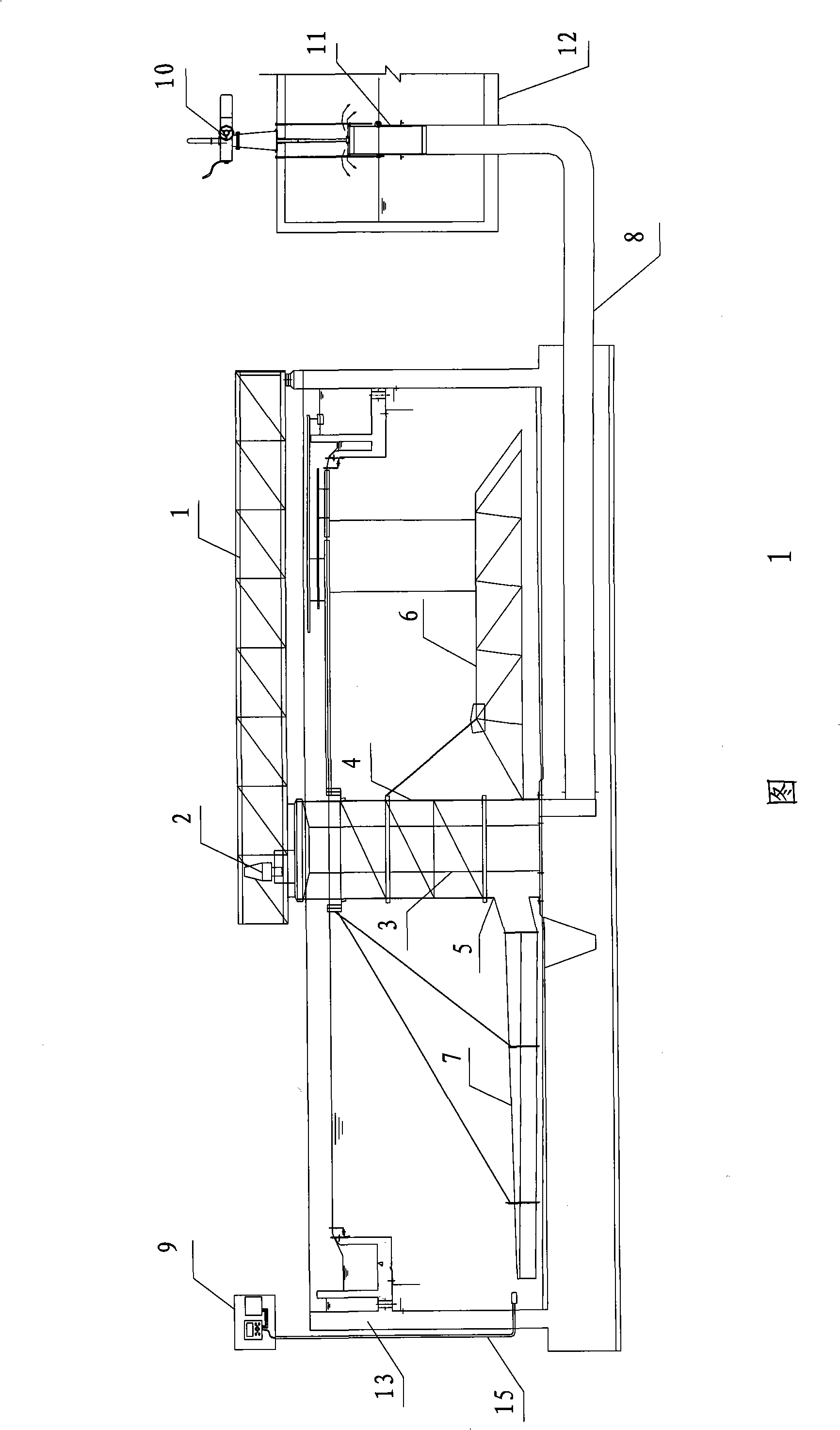 Soil discharging control method of center drive mono-tube soil sucker