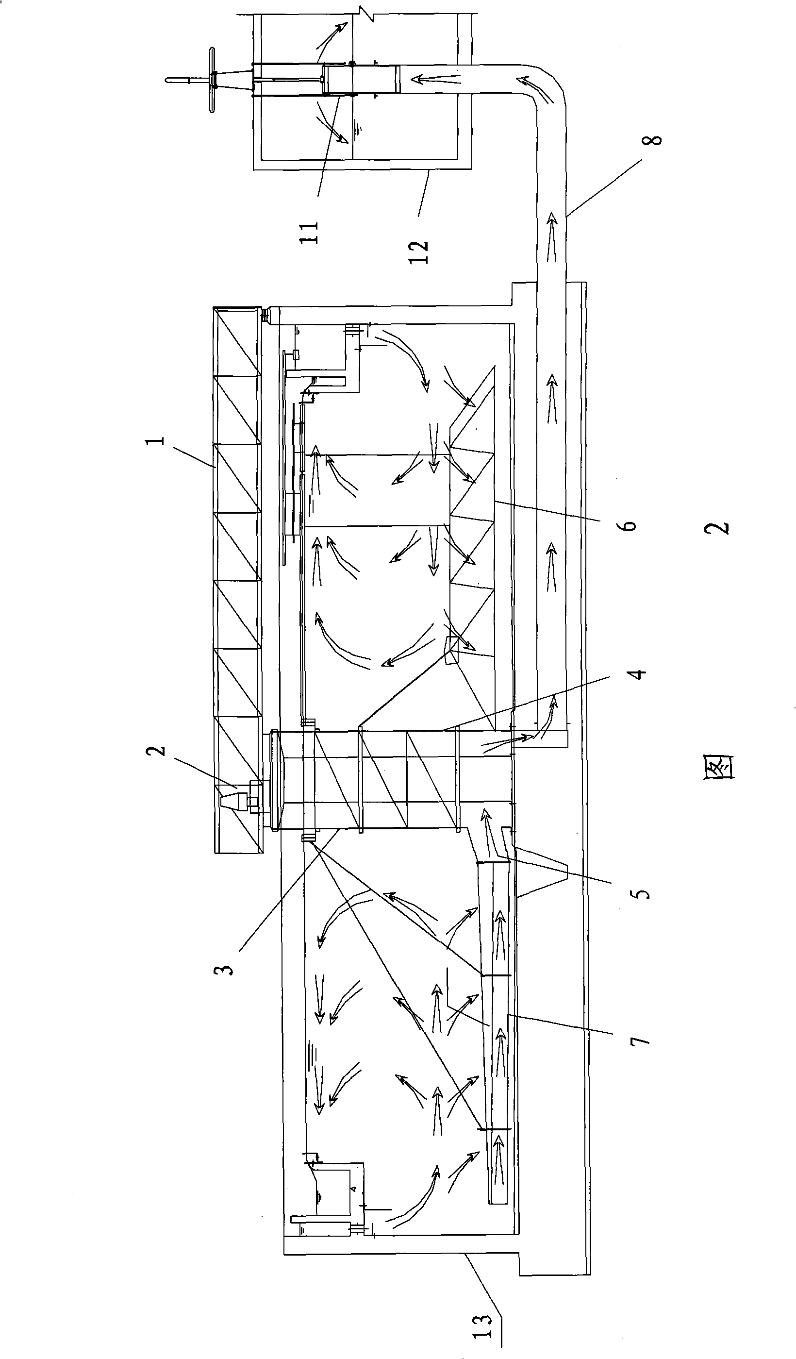 Soil discharging control method of center drive mono-tube soil sucker