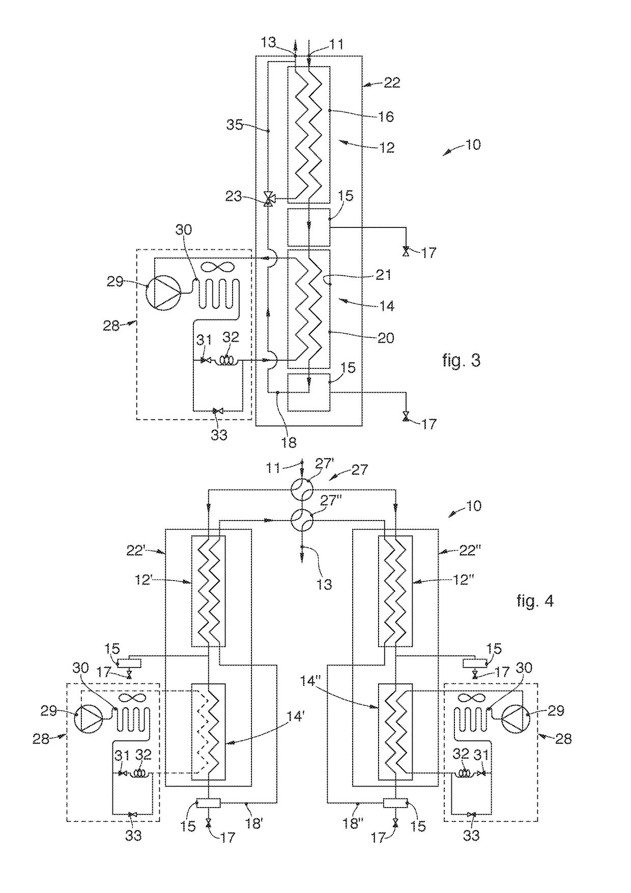 Cooling dryer for compressed air and corresponding method