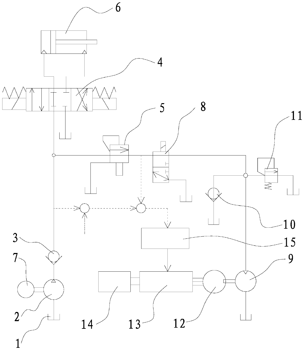 Overflow loss recovery system based on hydraulic motor and control method for overflow loss recovery system